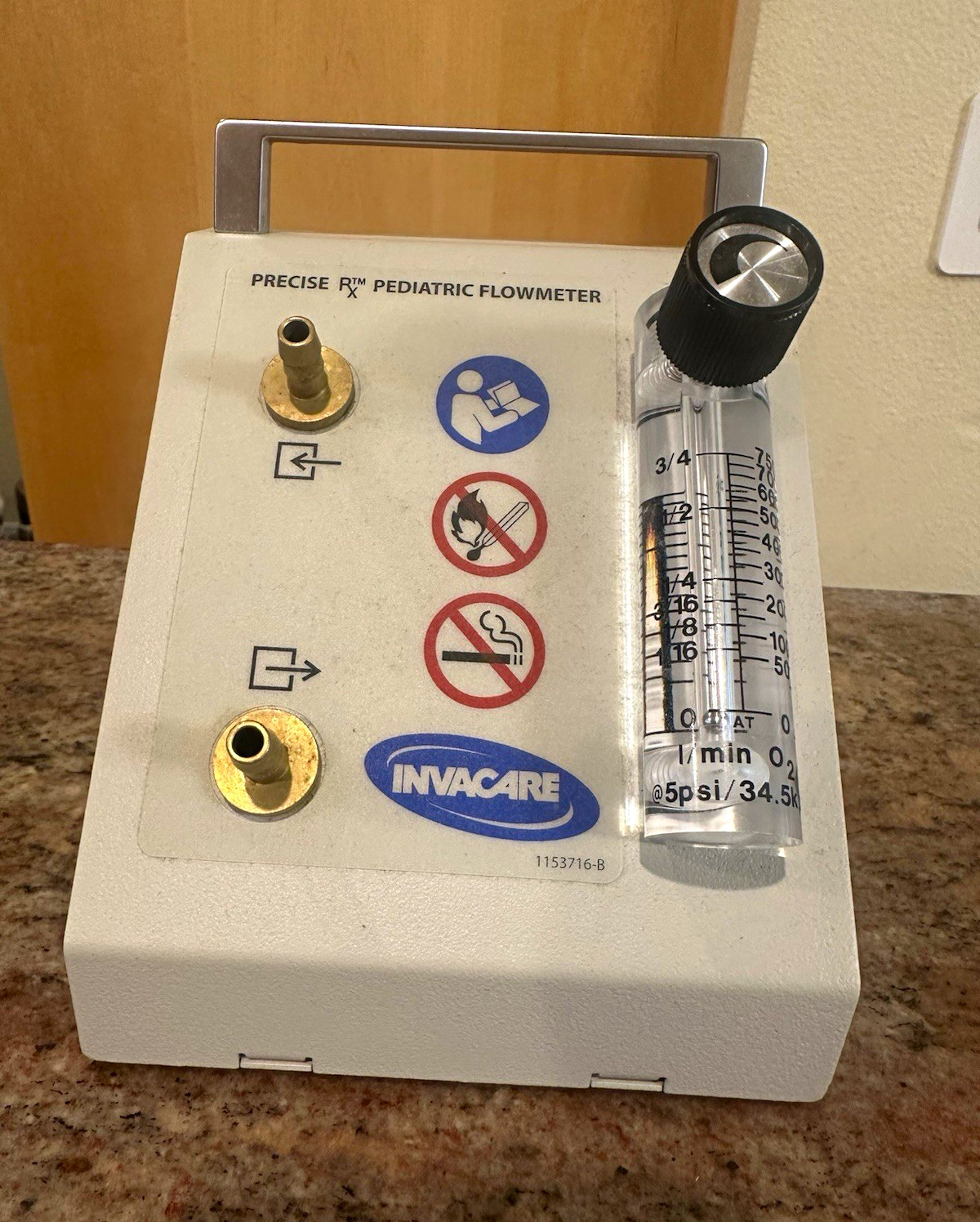 Invacare Precise Rx Pediatric Flowmeter Tabletop Pulse Oximeter 1153716-B Works