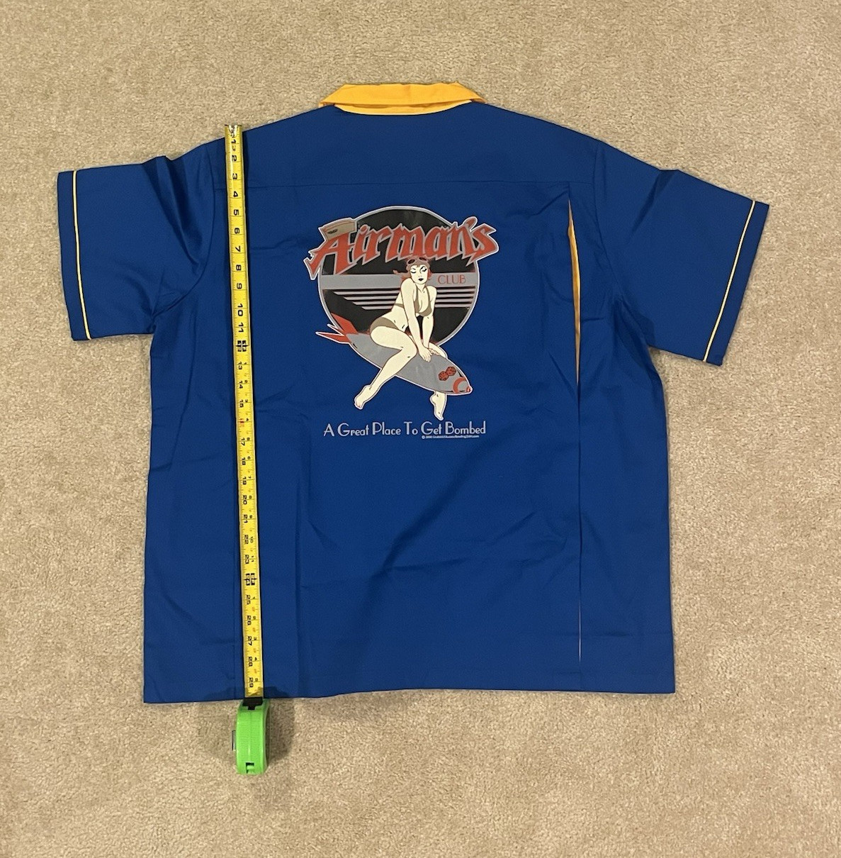 Vintage Hilton Bowling Retro Airman's Club Graphic Bowling Shirt, Polyester, XL