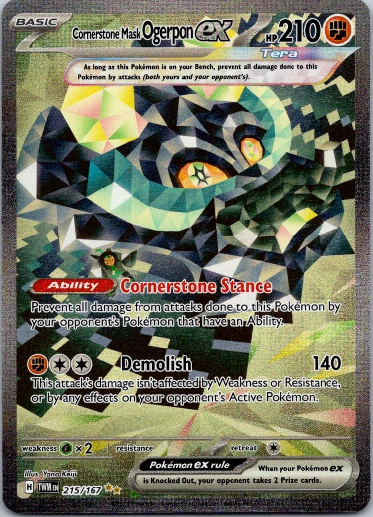 Cornerstone Mask Ogerpon ex 215/167 Sv06: Twilight Masquerade Holo Cornerstone Mask Ogerpon ex 215/167 Sv06: Twilight Masquerade Holo