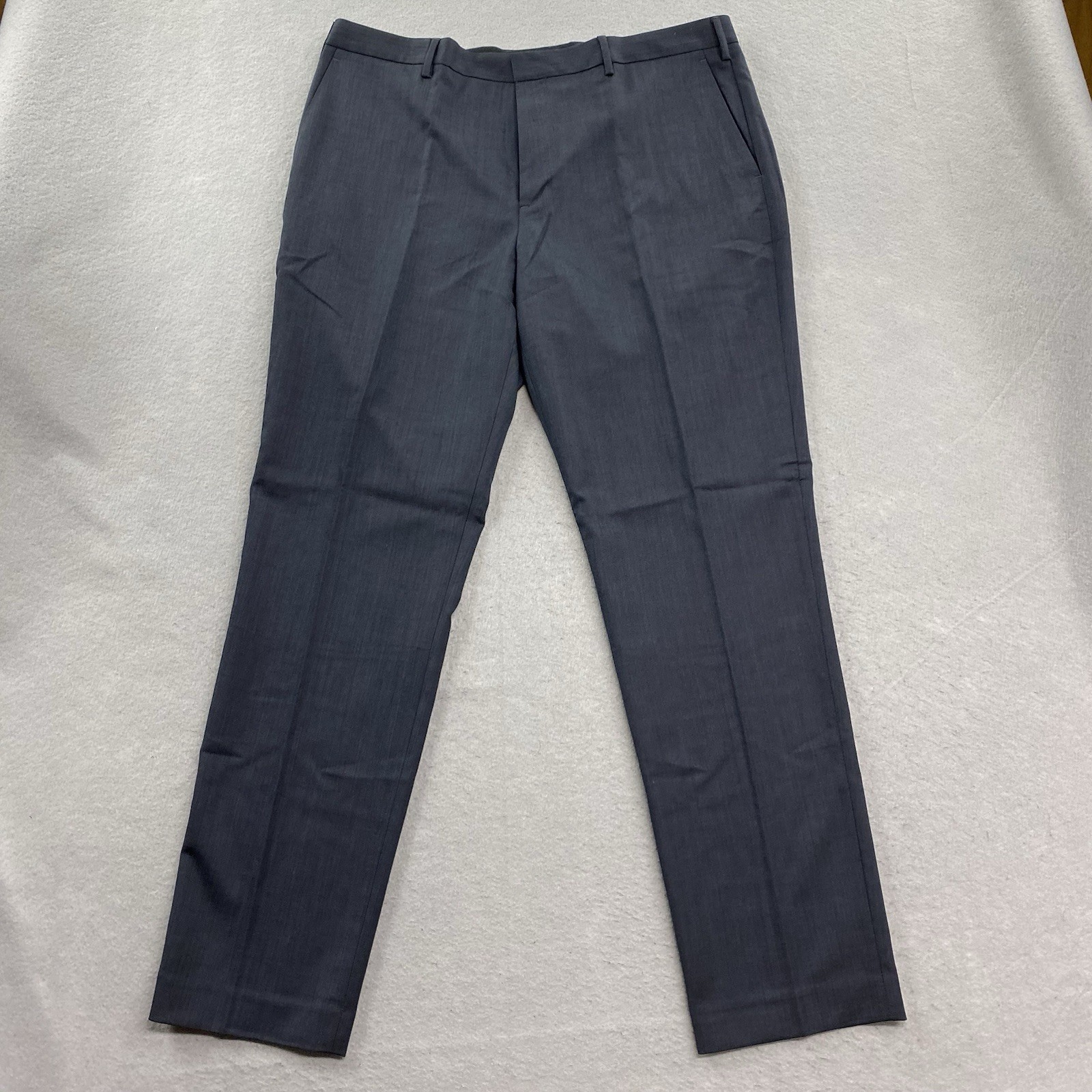 J Crew Dress Pants Mens 38x34 Navy Bowery Oxford Wool Blend Flat Front J Crew Dress Pants Mens 38x34 Navy Bowery Oxford Wool Blend Flat Front