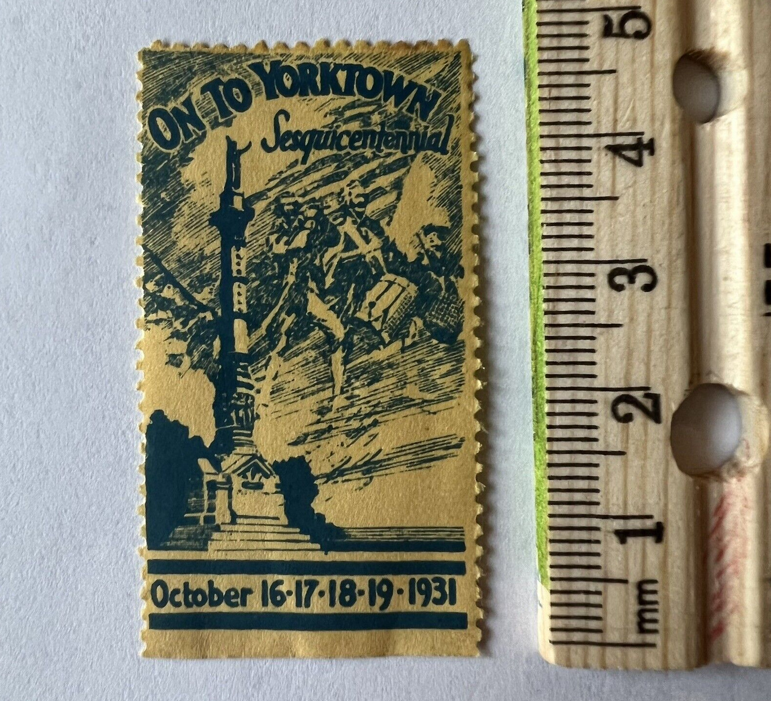 1931 ON TO YORKTOWN SESQUICENTENNIAL POSTER STAMP AMERICAN REVOLUTIONARY WAR