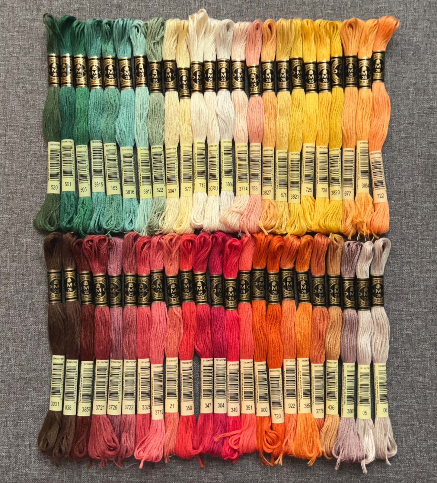 Lot of 45 new • DMC cotton embroidery thread floss skeins • fall colors