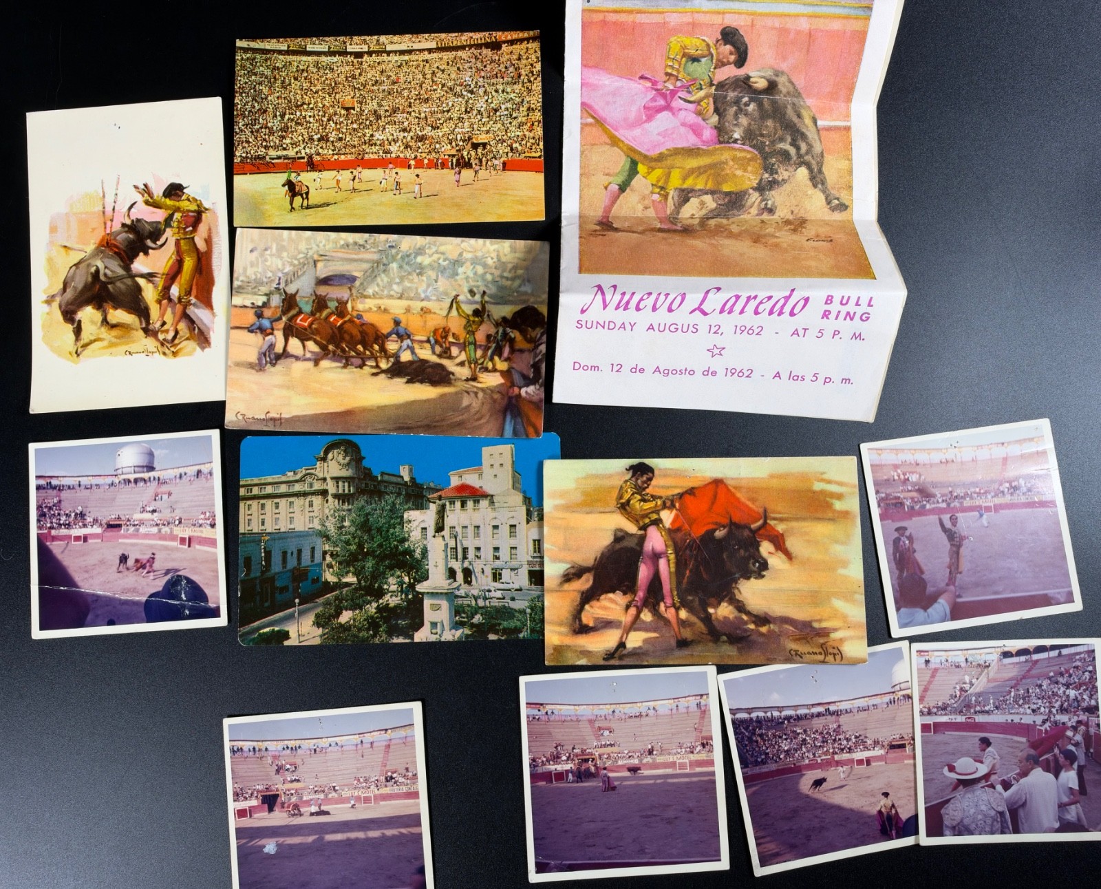 Vintage Mexico Bullfighting Tarjeta Postcards & Matching Photos-1960\'s-Unposted Vintage Mexico Bullfighting Tarjeta Postcards & Matching Photos-1960\'s-Unposted