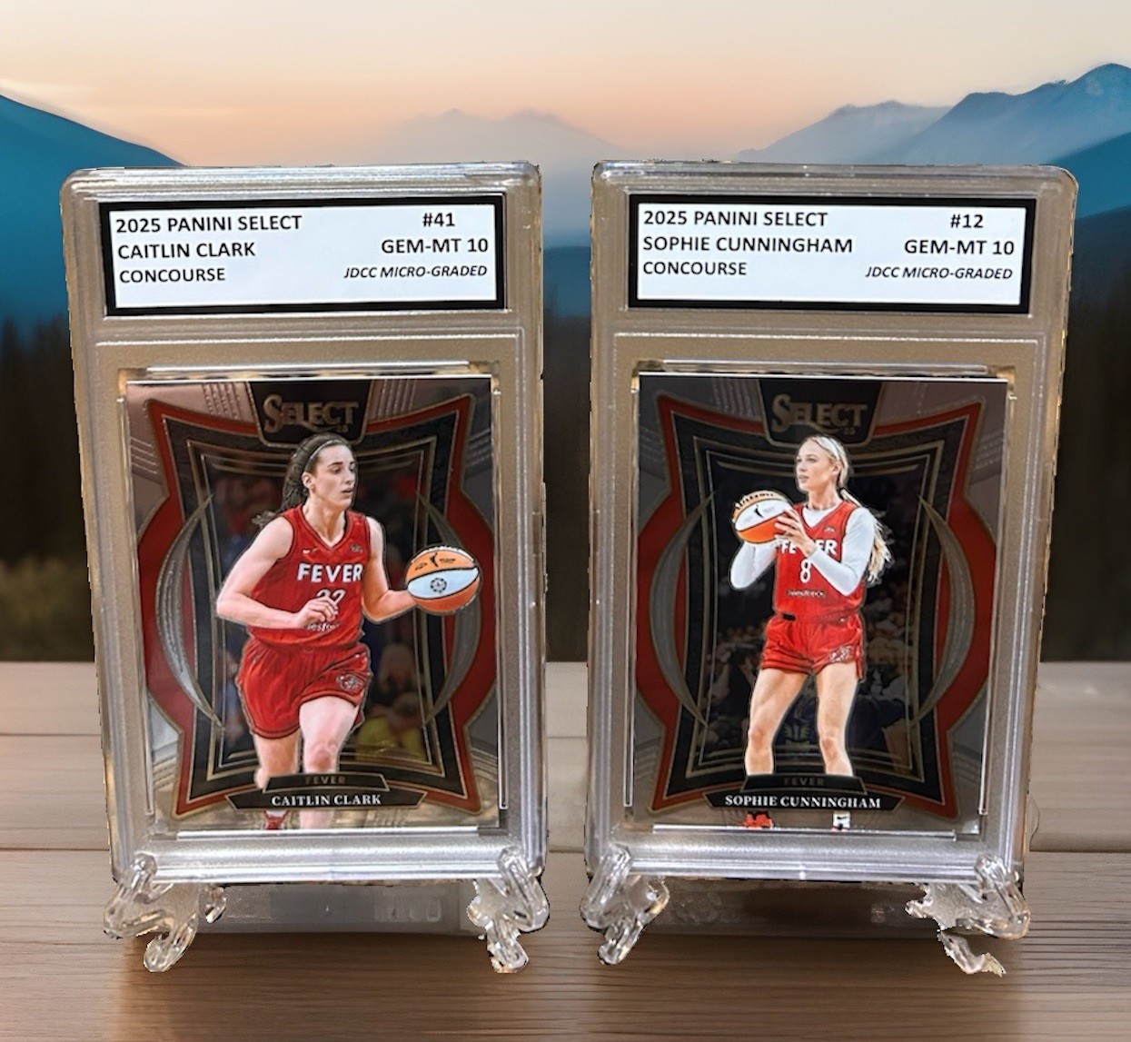 CAITLIN CLARK/SOPHIE CUNNINGHAM 2025 Panini Select #41,#12 GRADED GEM-MT 10 LOT