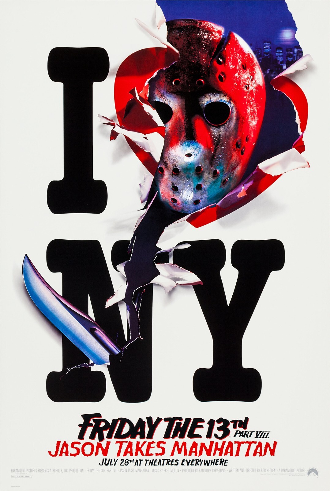 1989 Friday The 13th Part 8 Jason Takes Manhattan Movie Poster 11X17 Crystal 🔪 1989 Friday The 13th Part 8 Jason Takes Manhattan Movie Poster 11X17 Crystal 🔪