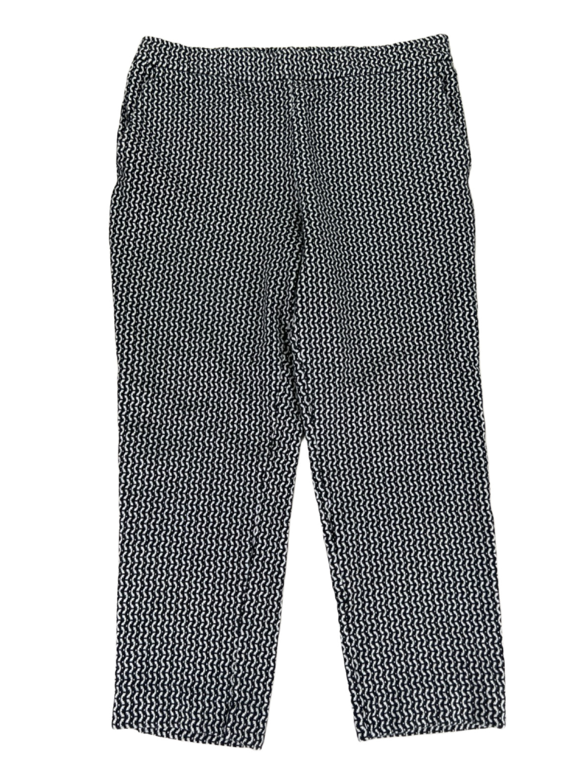 Ann Taylor Women\'s Black/White Zig Zag Pull On Straight Leg Pants - L