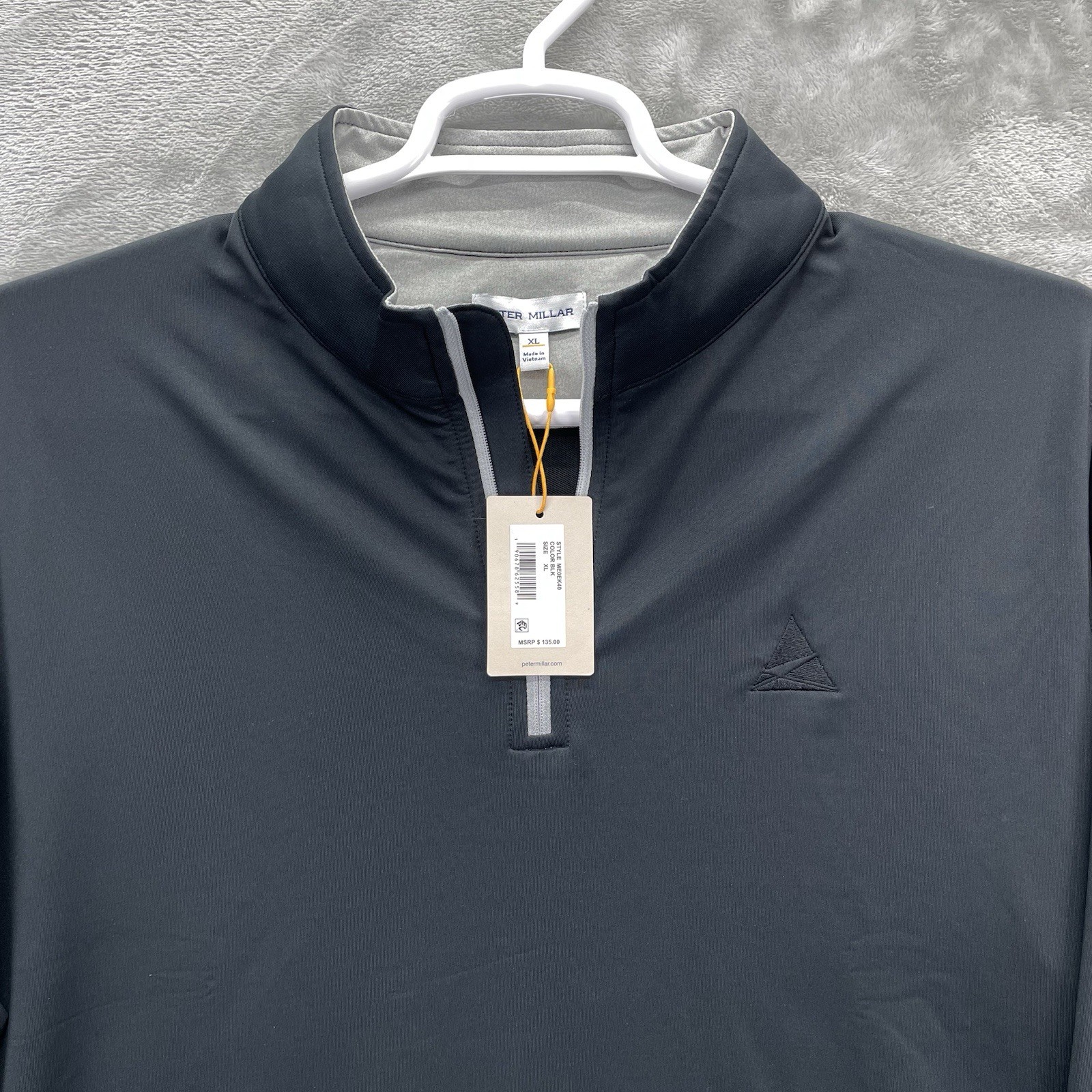 Peter Millar Pullover Men XL Perth solid black golf performance zip preppy