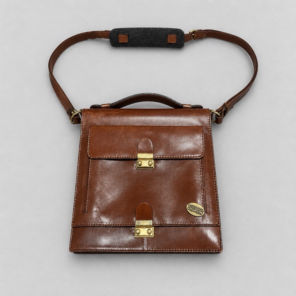 Vintage Italian Creazioni Starvin Brown Leather Messenger Bag