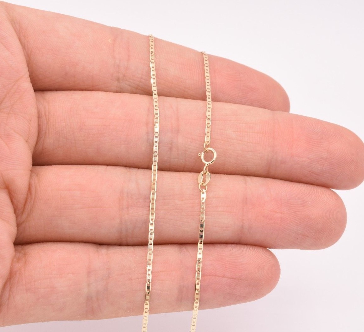 1.2mm Mariner Anchor Link Chain Necklace Real Solid 10K Yellow Gold 1.2mm Mariner Anchor Link Chain Necklace Real Solid 10K Yellow Gold