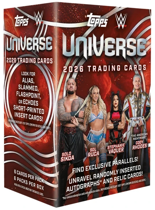 2026 Topps Universe WWE Value Blaster Box 6 Packs 36 Cards Factory Sealed