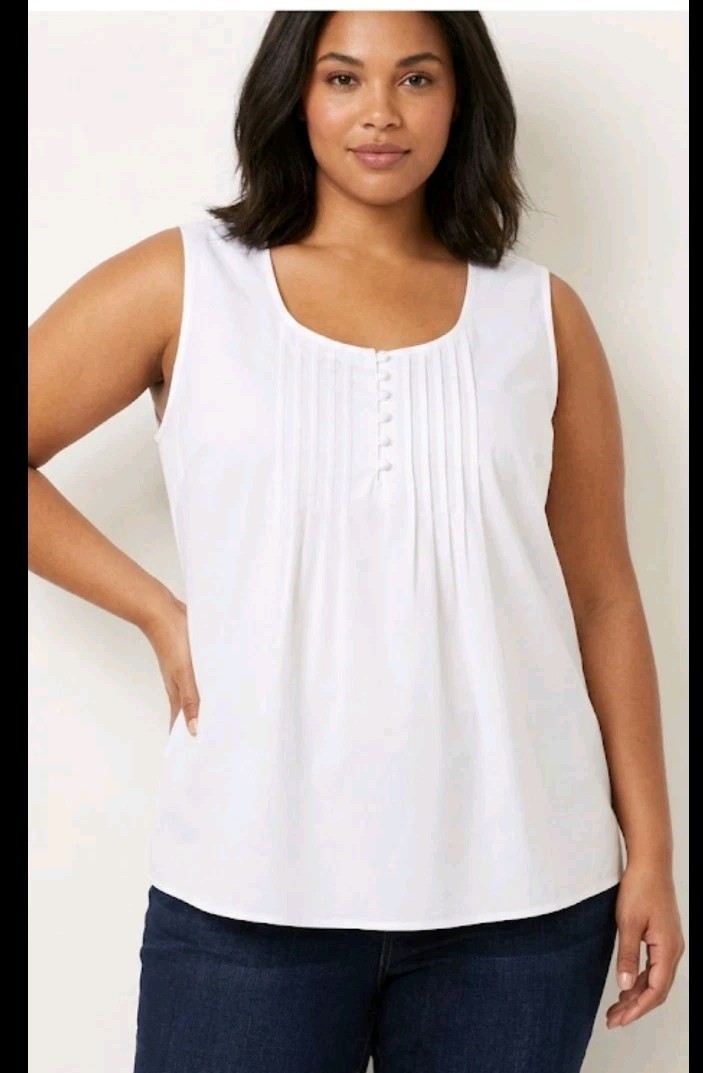 NWT Roaman\'s Sleeveless Babydoll Henley Top Blouse Womens 22W Ethereal Whimiscal