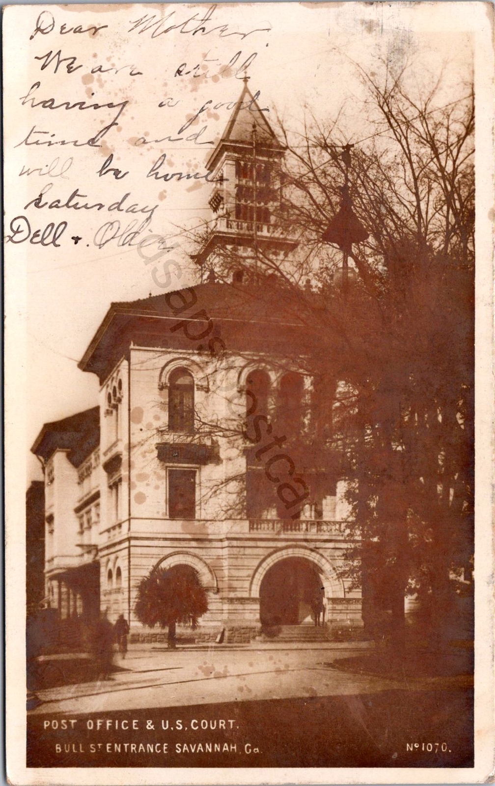 K14/ Savannah Georgia RPPC Postcard c1906 U.S. Court House Office 223