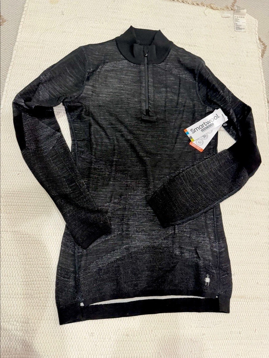 Smartwool Womens Intraknit Thermal Merino Base Layer 1/4 Zip M Black NWT