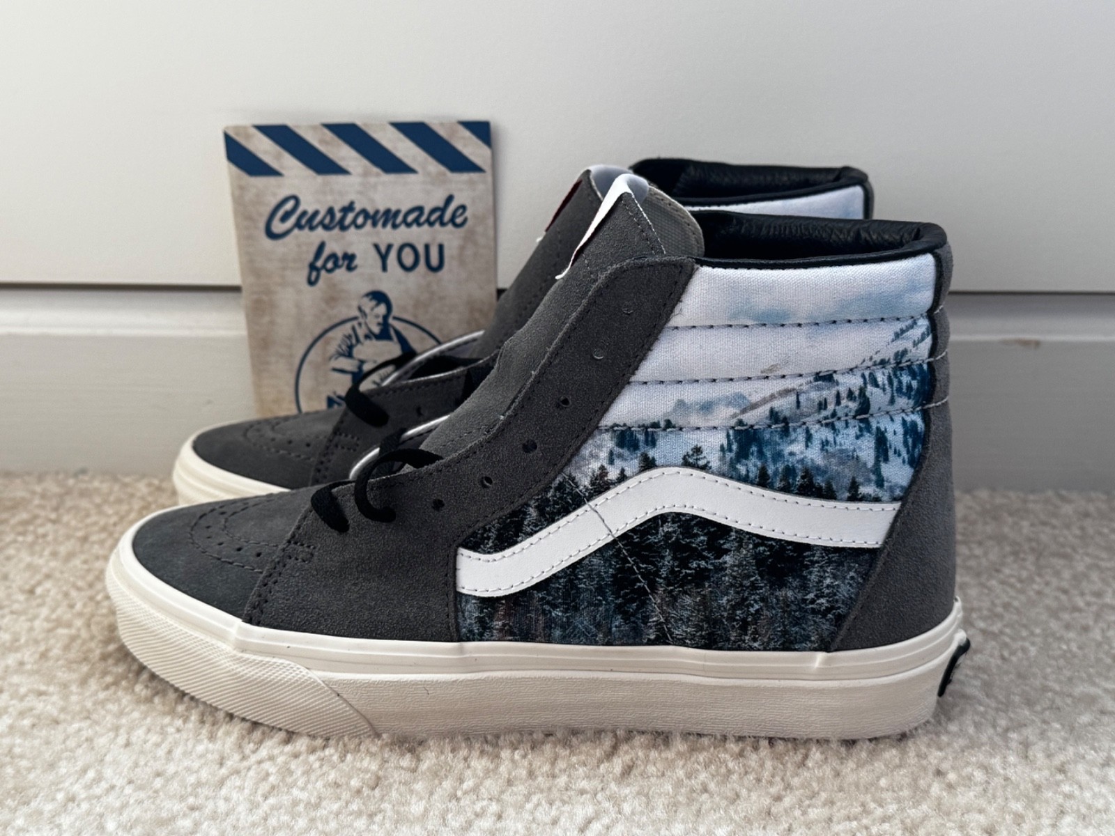 CUSTOM BRAND NEW VANS Grey Men\'s 6.5/ Women\'s 8