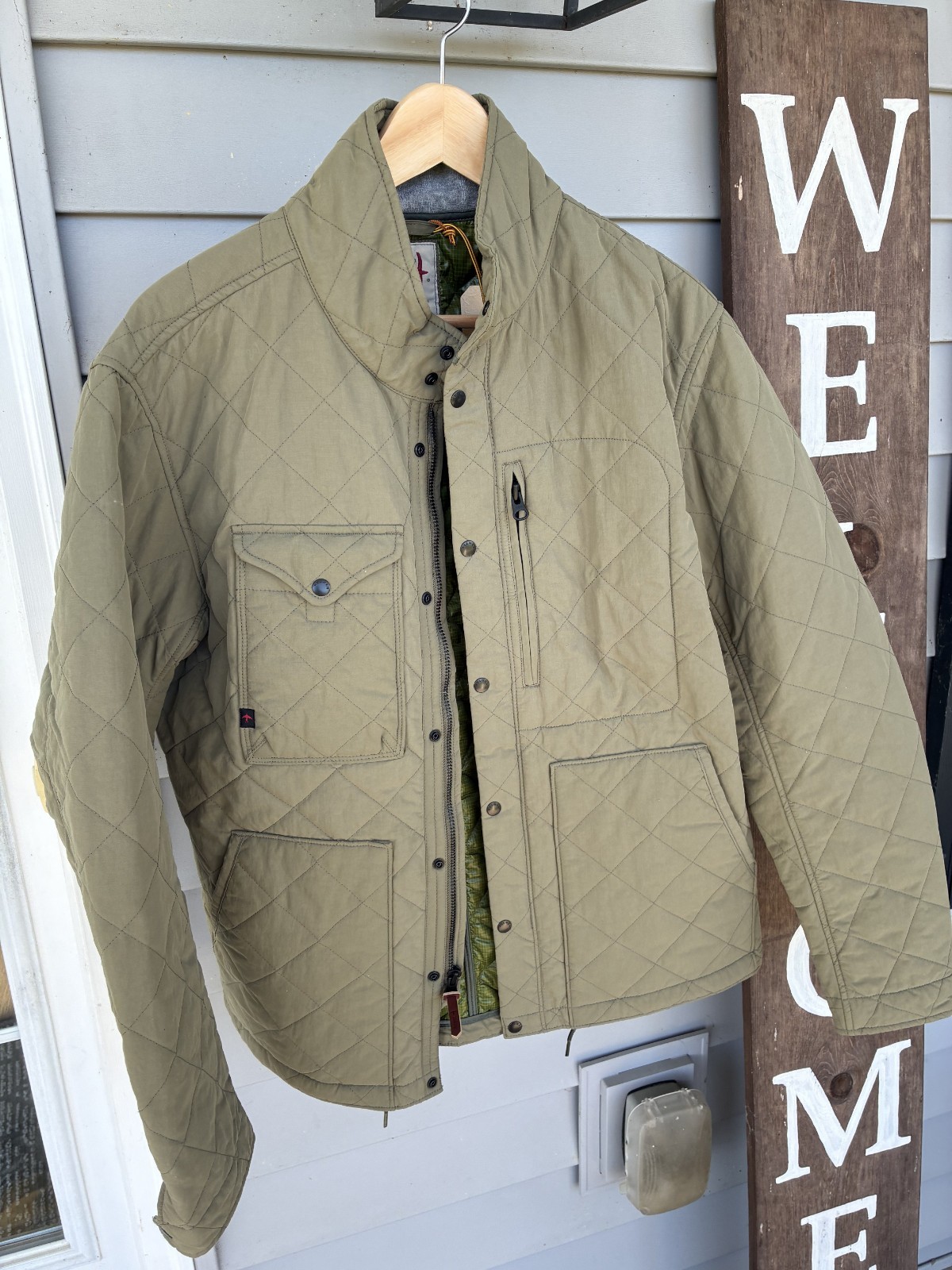 Relwen Jacket Men Medium Quilted Insulated Tanker Olive Green Huckberry New NWT