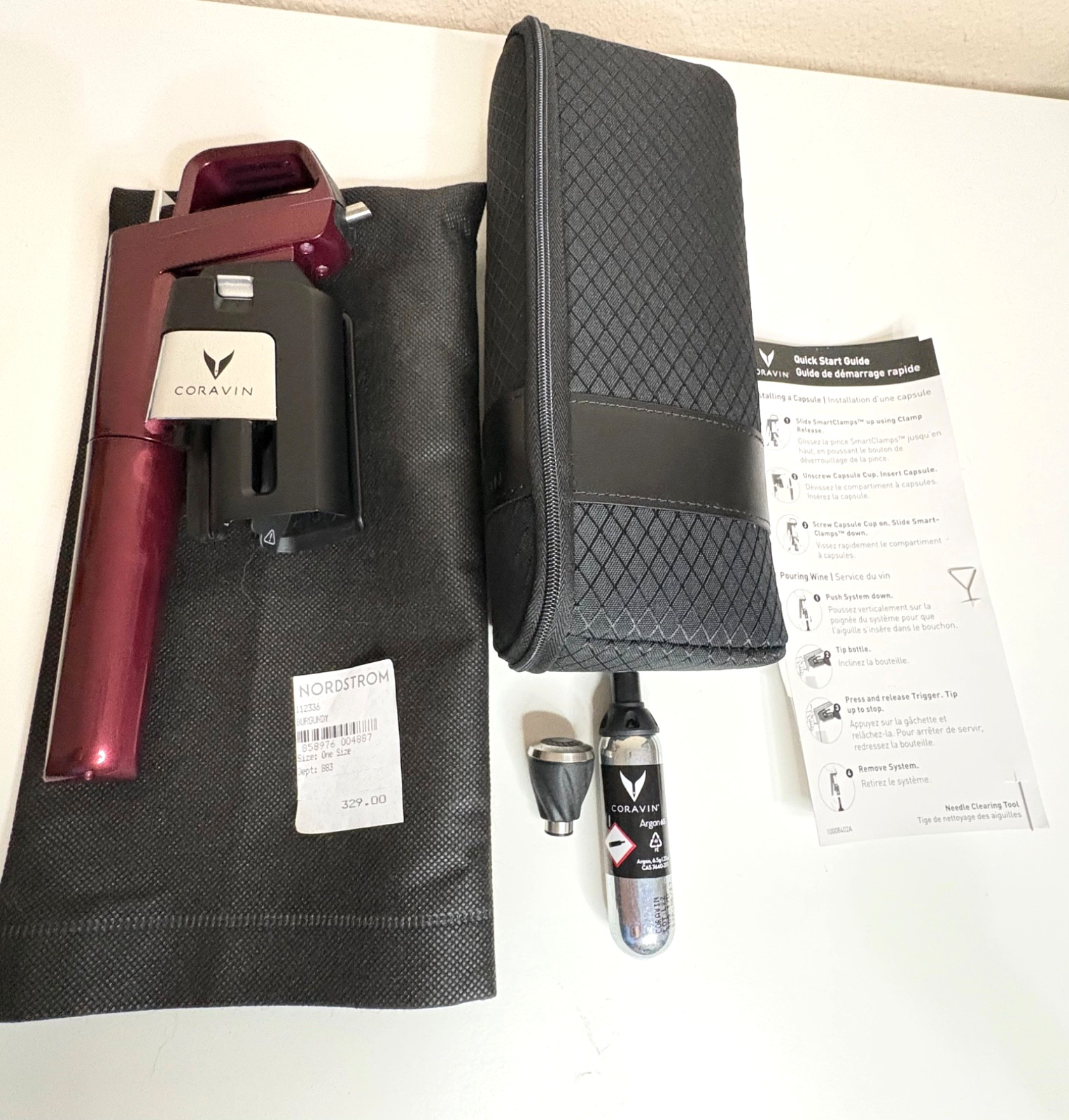 Coravin Wine Preservation System Model Six+ Burgundy Capsule Carry Case Aerator Coravin Wine Preservation System Model Six+ Burgundy Capsule Carry Case Aerator