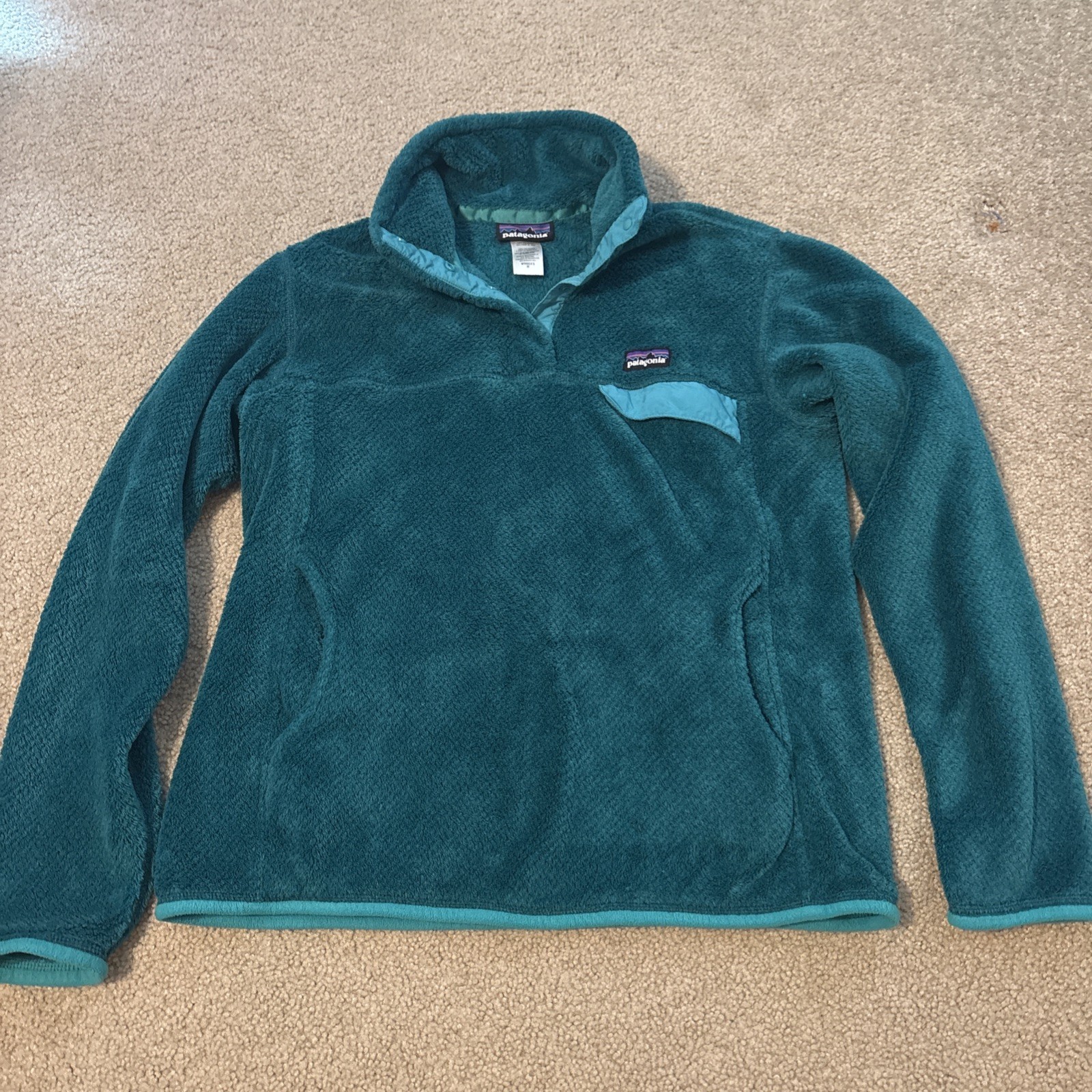 Patagonia Re-Tool Snap-T Women\'s Pullover Jacket Pockets Beautiful Teal Sz M Patagonia Re-Tool Snap-T Women\'s Pullover Jacket Pockets Beautiful Teal Sz M