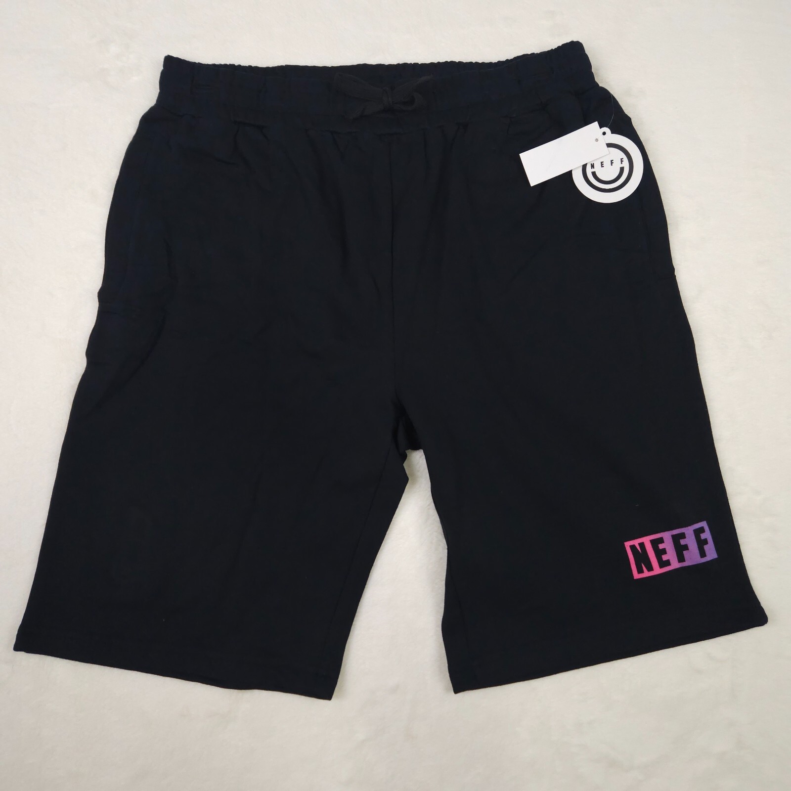 Neff Block Logo Black Fleece Sweat Shorts Men\'s Size S, M, L, XL