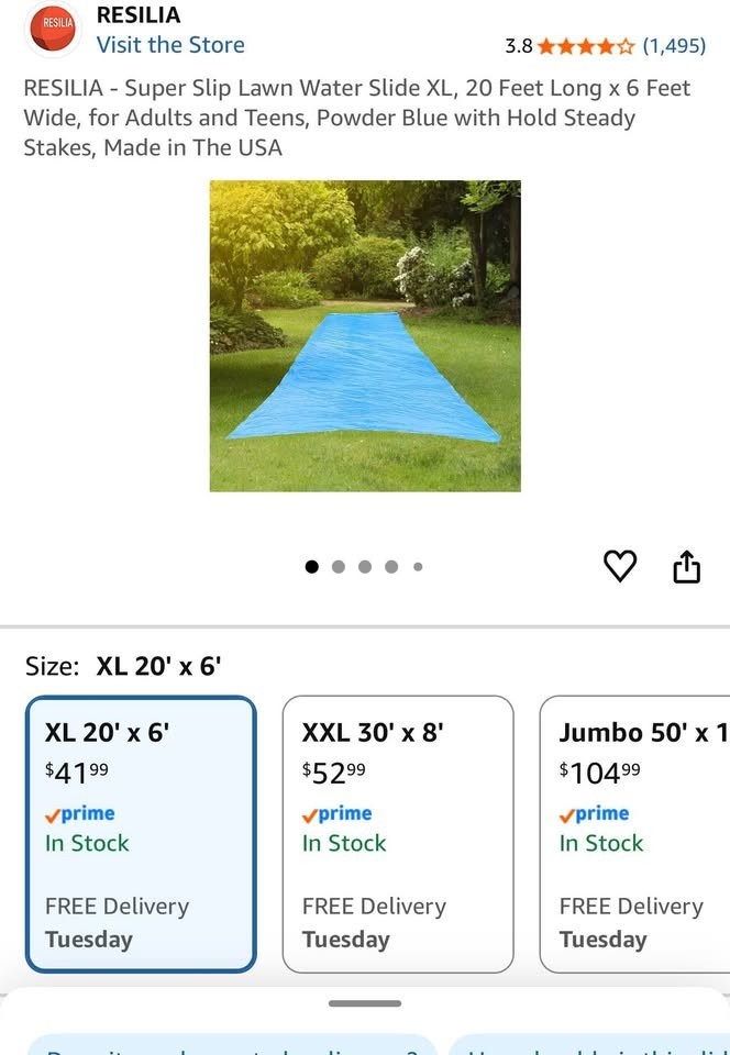 RESILIA - Super Slip Lawn Water Slide Jumbo, 50 Feet Long x 12 Feet Wide, for...