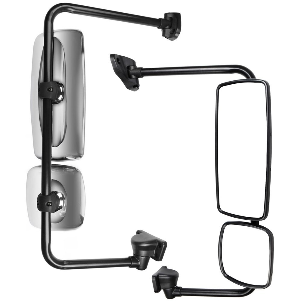 Pair Chrome Mirrors Heated w/Arm For 2003-2016 Freightliner M2 Left+Right Side