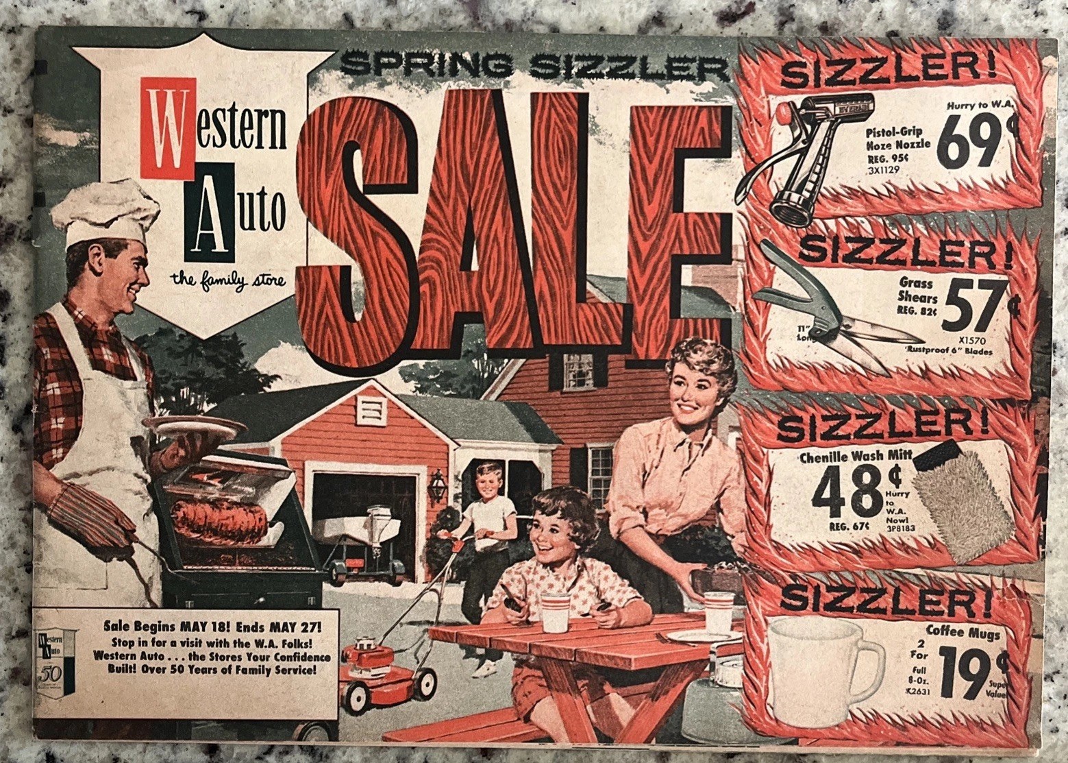 Vintage 1961 Western Auto Catalog Flyer Bicycle Fishing Radios TV Boat Arcola IL
