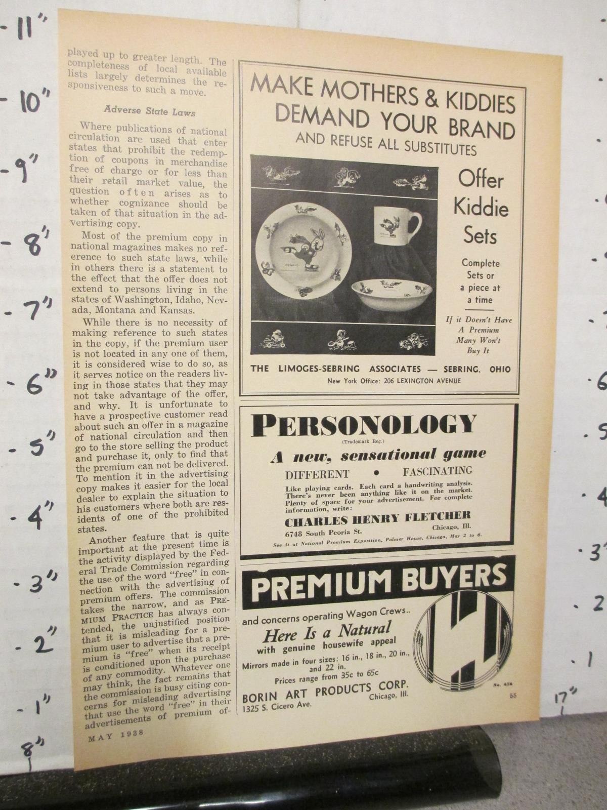 trade magazine premium ad 1938 LIMOGES Oswald the Rabbit cartoon Walter Lantz