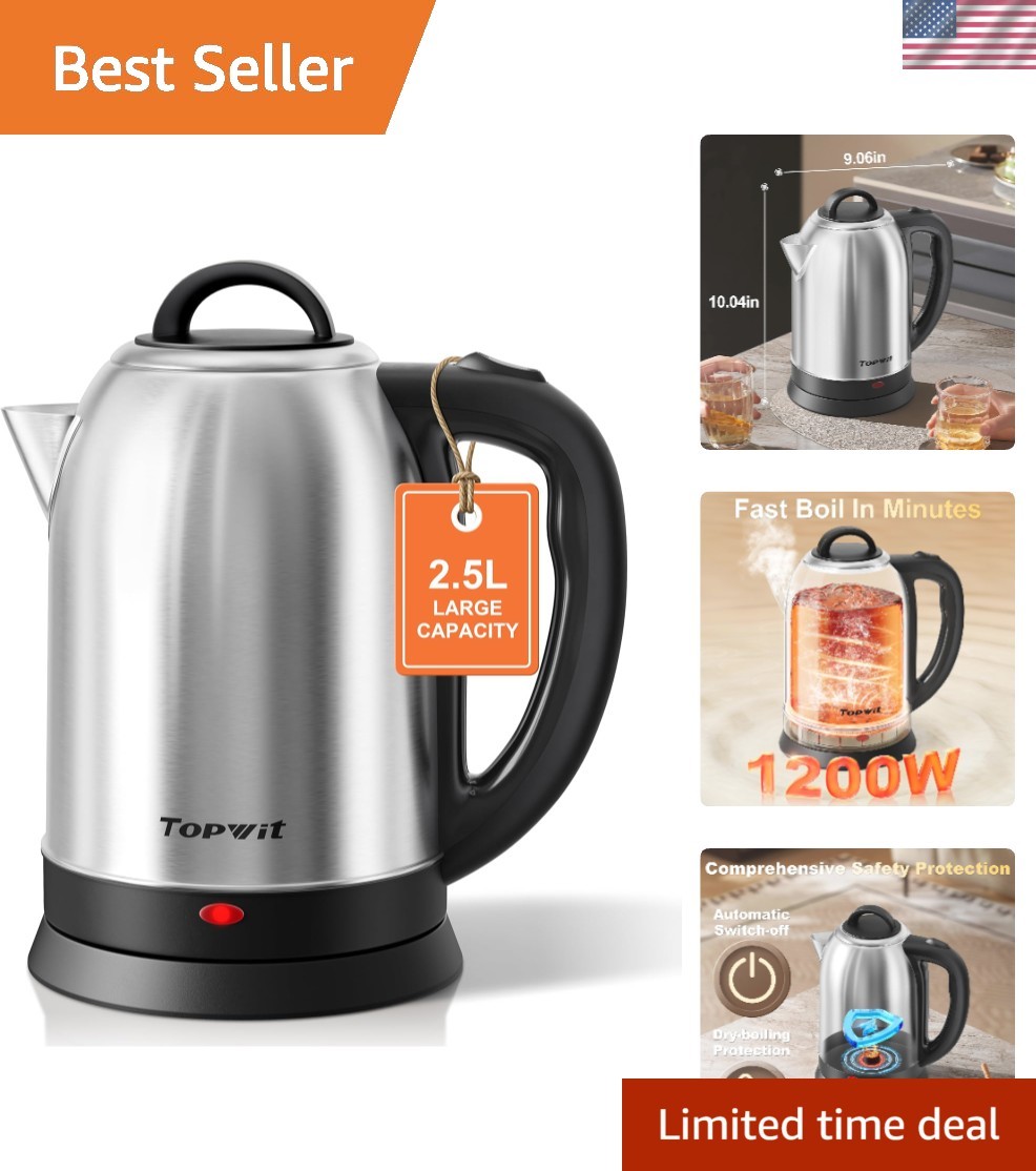 Elegant Stainless Steel Electric Kettle 2.5L with Boil-dry Protection