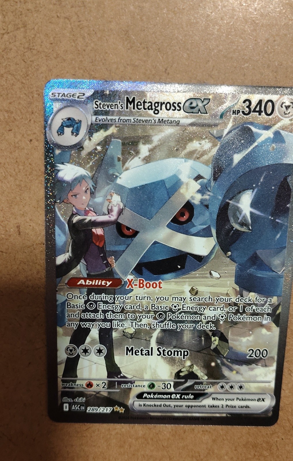 Steven's Metagross ex 289/217 Me: Ascended Heroes Holo Steven's Metagross ex 289/217 Me: Ascended Heroes Holo