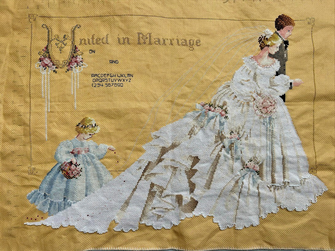 Handmade completed finished cross stitch Unframed NEW embroidery-wedding