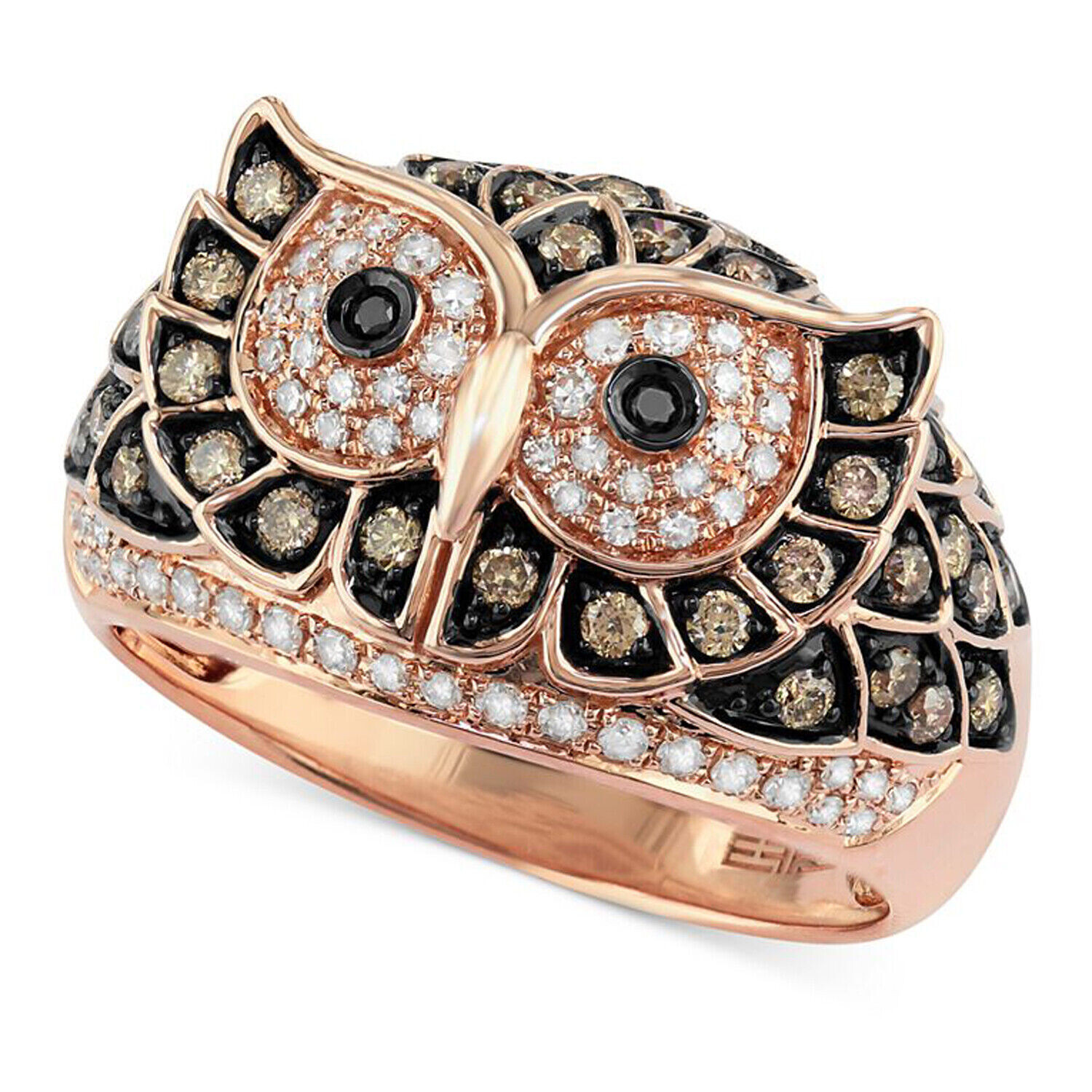 Bird Owl Shape Wedding Ring Women\'s 1.25 Ct Diamond 14K Rose Gold Over Size 6-12