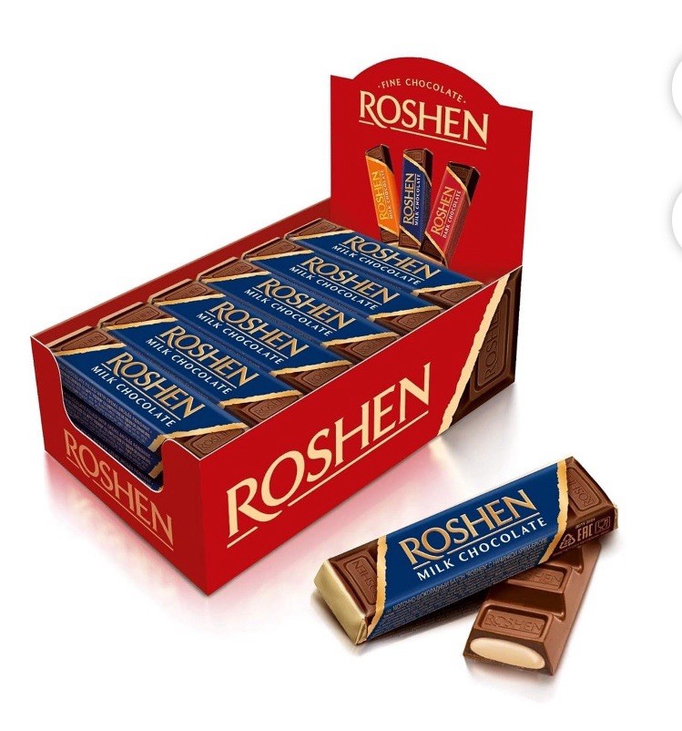 Roshen Sweet Milk Chocolate Bar with Cream-Brulee Filling,30ct