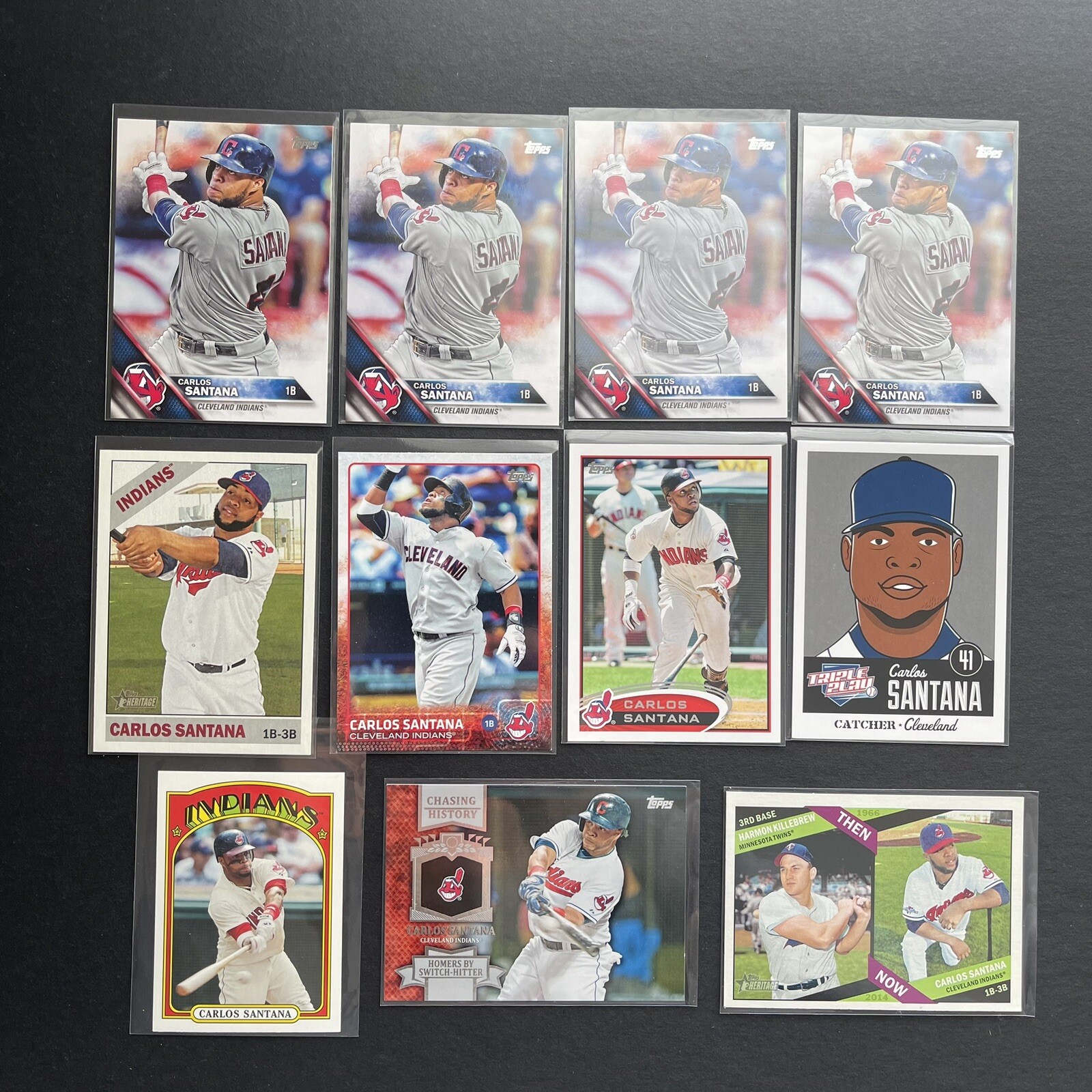 Carlos Santana 11 x LOT Cleveland Indians Cards 2012-16 2015 Topps Heritage 448