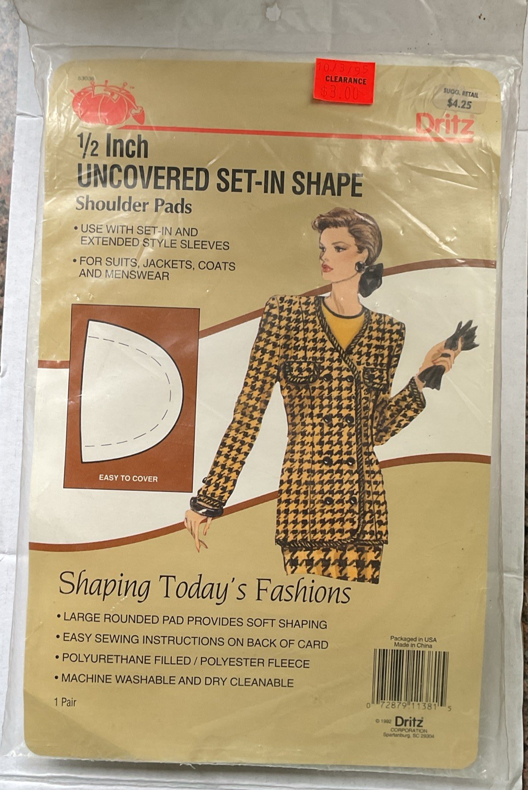 VTG Dritz Shoulder Pads Sealed 1982 New Old Stock Sewing Notions