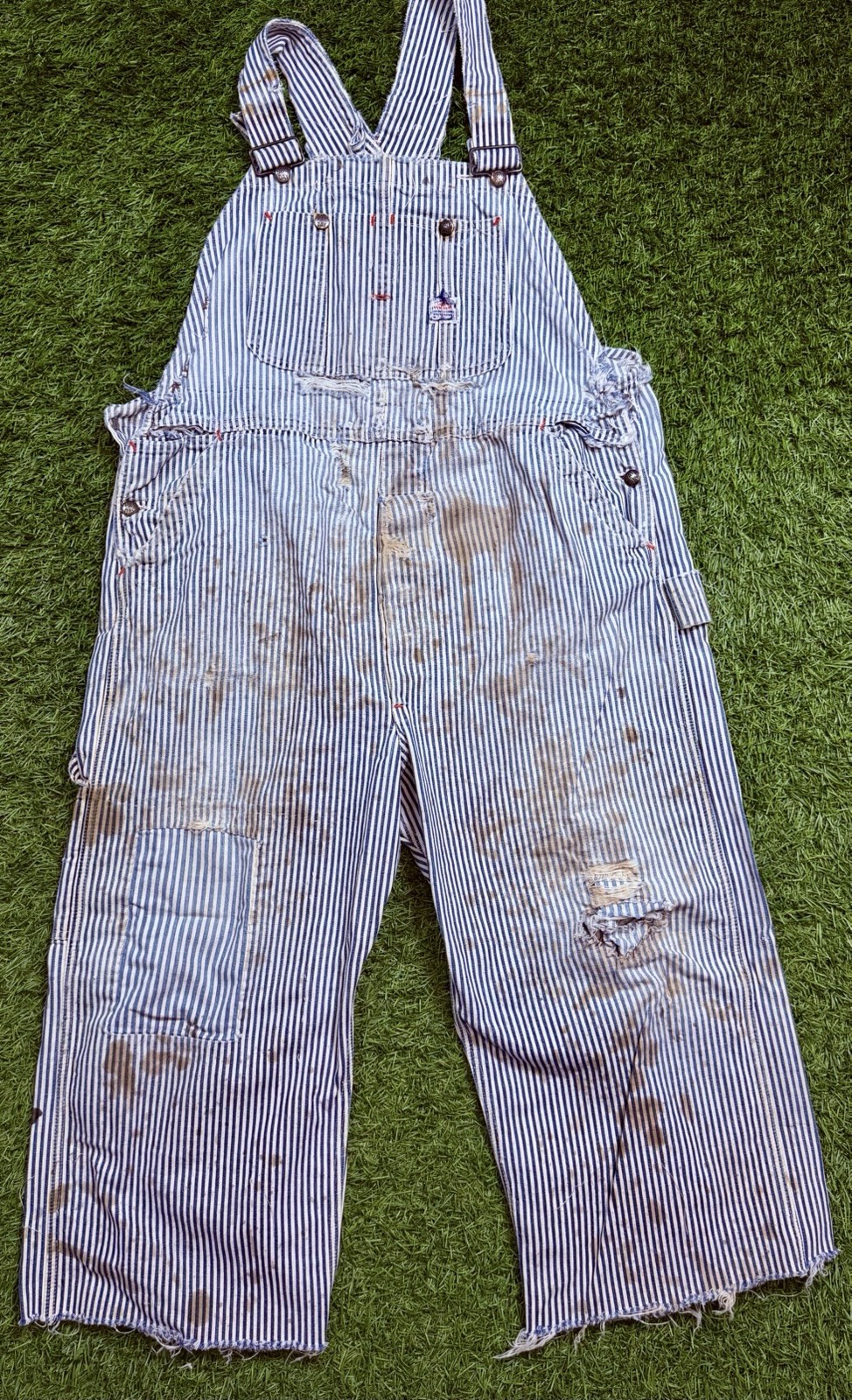 Vintage 40s 50s Pay Day Hickory Stripe Railroad Overalls 42x20 Distressed USA Vintage 40s 50s Pay Day Hickory Stripe Railroad Overalls 42x20 Distressed USA
