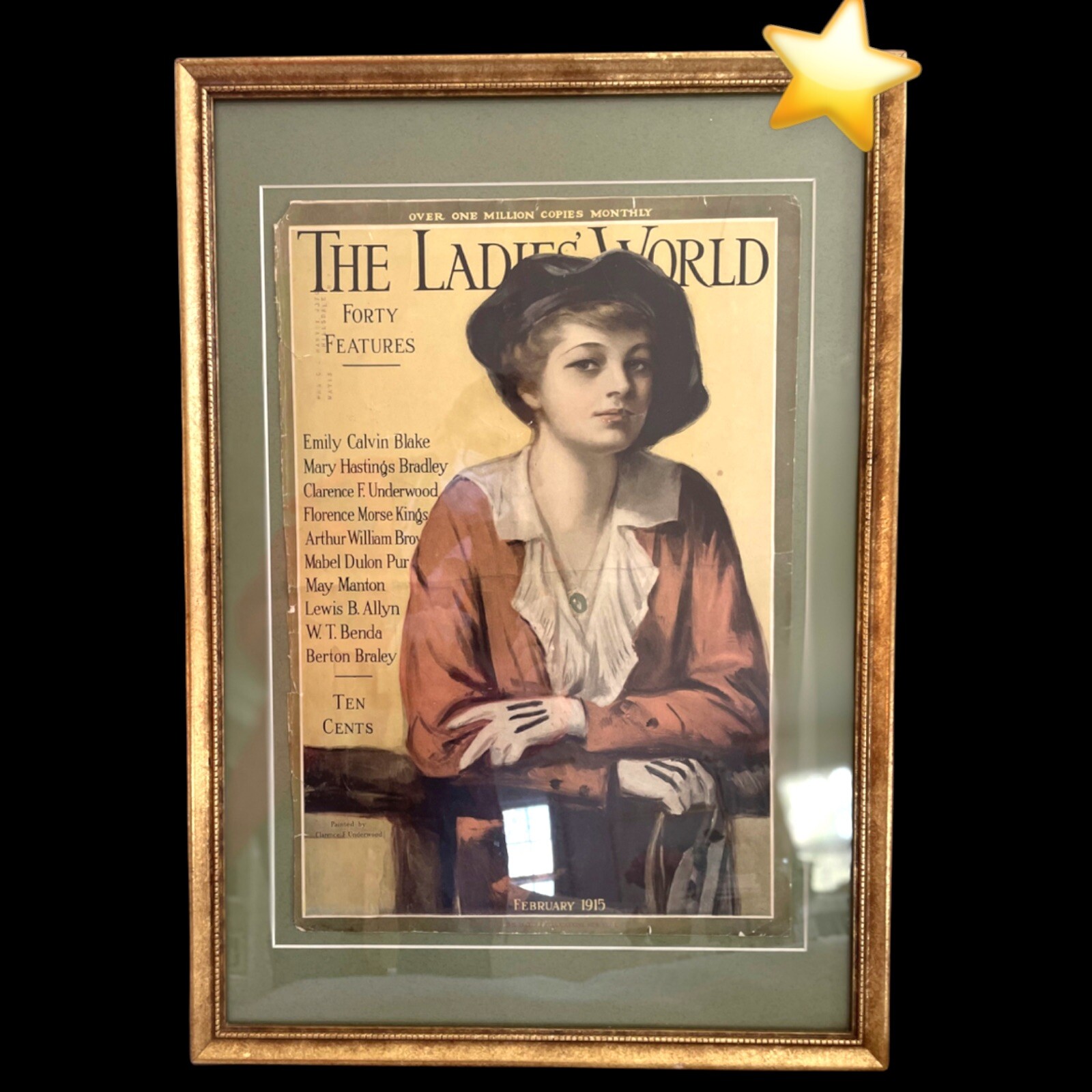 Feb.1915 *THE LADIES WORLD* Painted by Clarence F Underwood MAGAZINE *COVER* ART