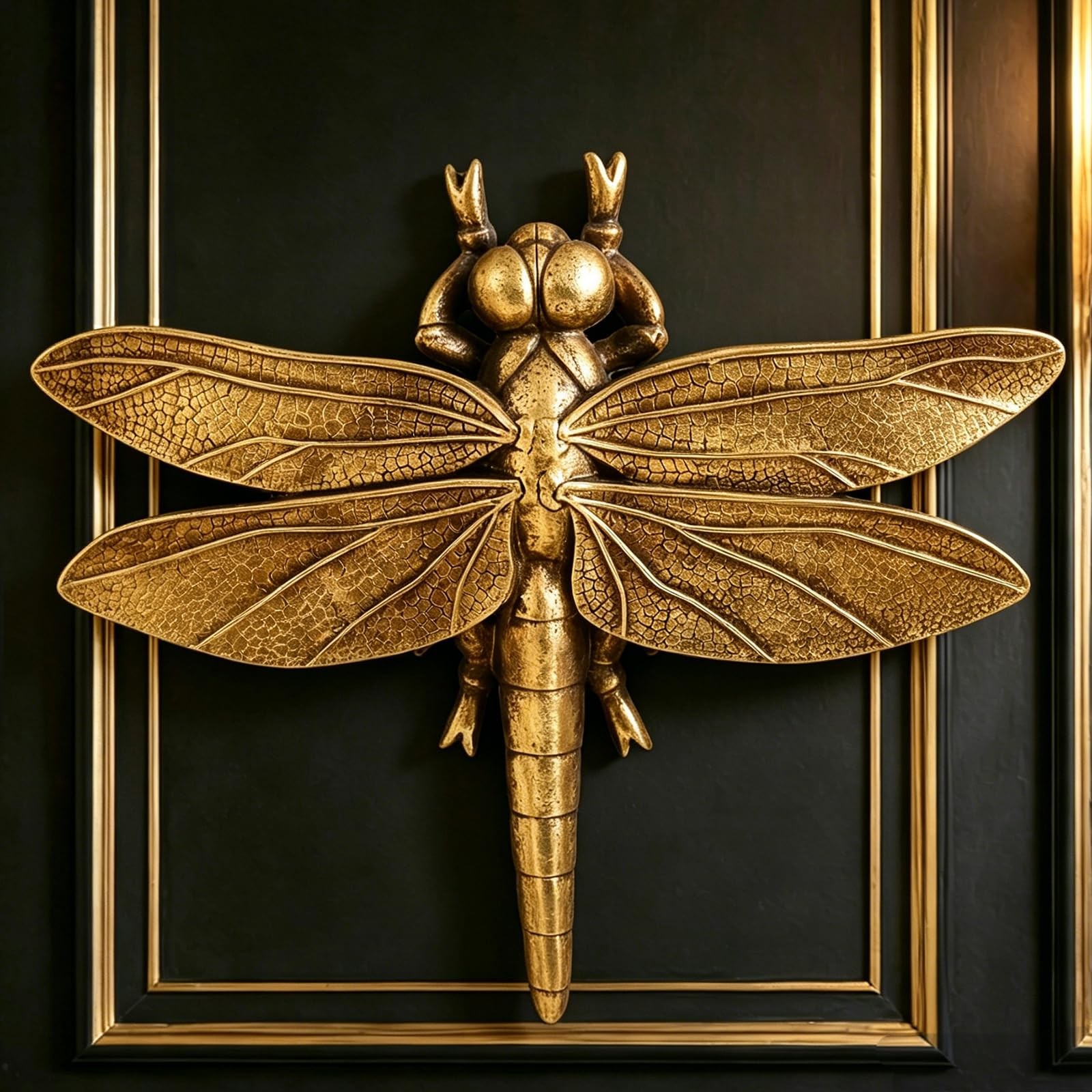 Large 3D Gold Dragonfly Wall Decor