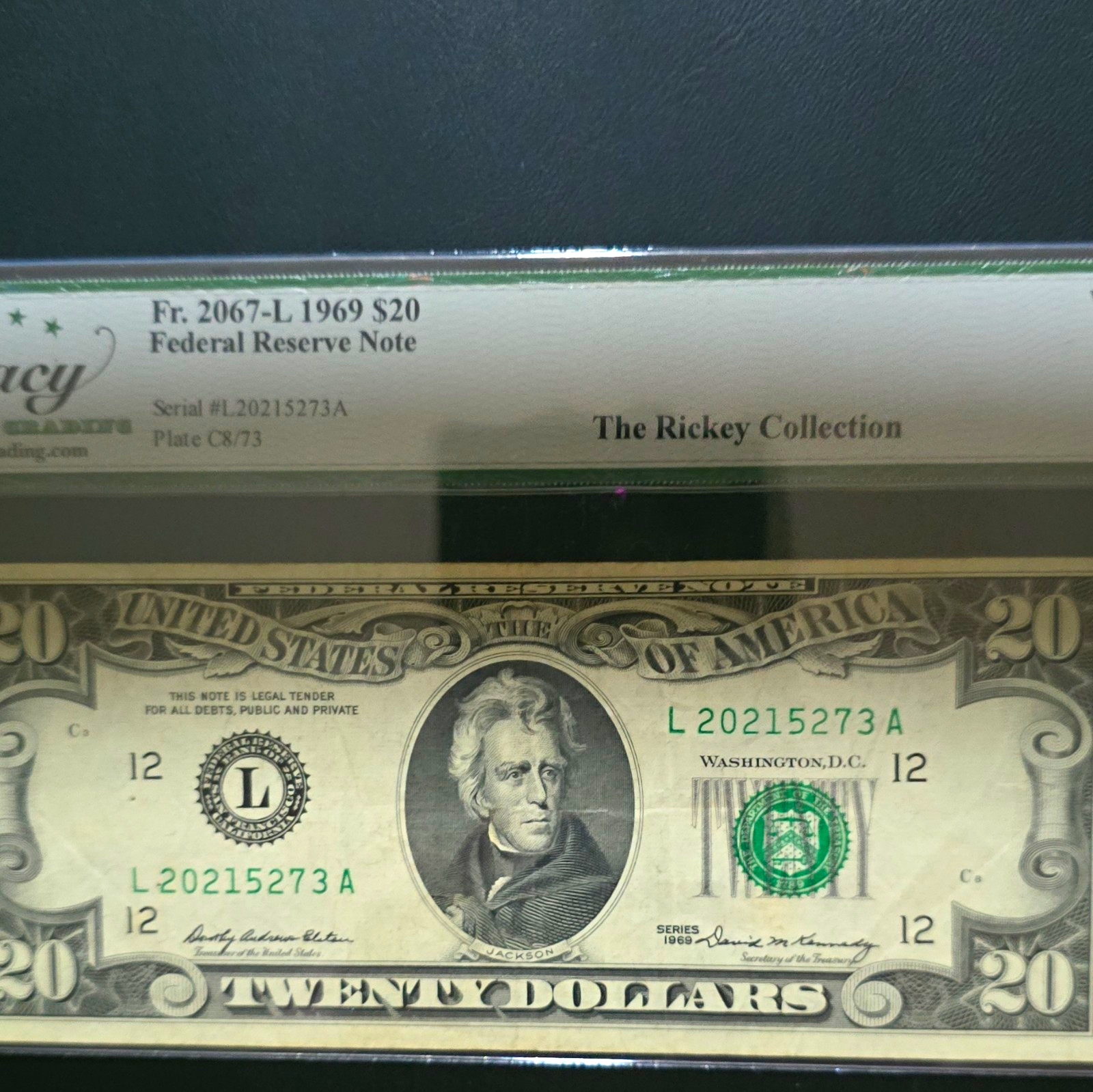 Series 1969 $20 Federal Reserve Note Legacy Currency Grading 30 Apparent Serial Series 1969 $20 Federal Reserve Note Legacy Currency Grading 30 Apparent Serial