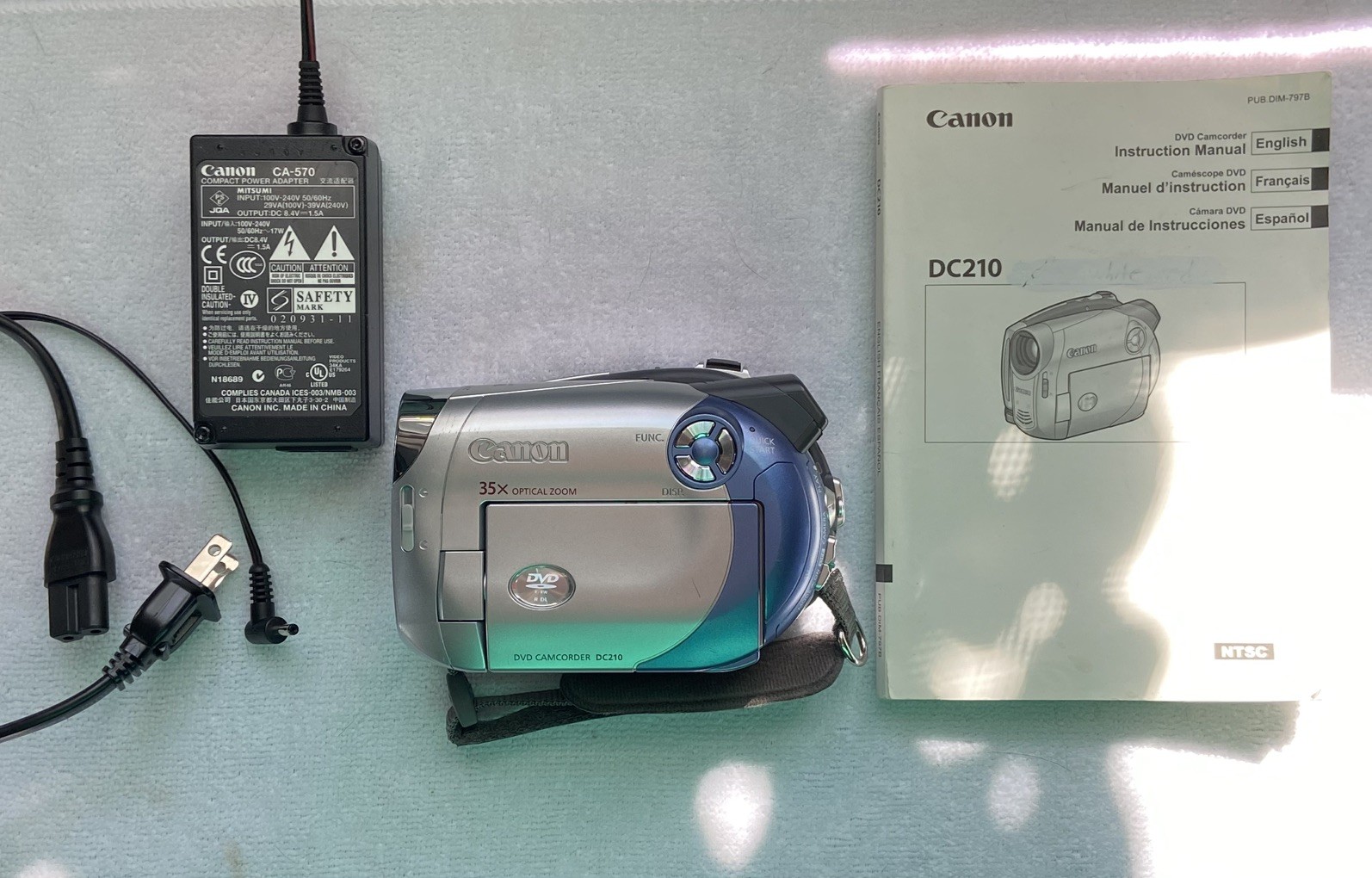 Vintage Y2K Canon DC210 DVD Camcorder Bundle NEAR MINT 2 Discs - Tested Working