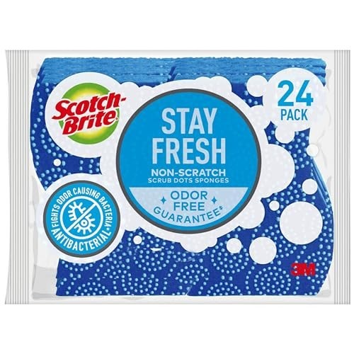 Stay Fresh Scrub Dots Non-Scratch Sponges 24 Pack Kitchen Cleaning Nonstick
