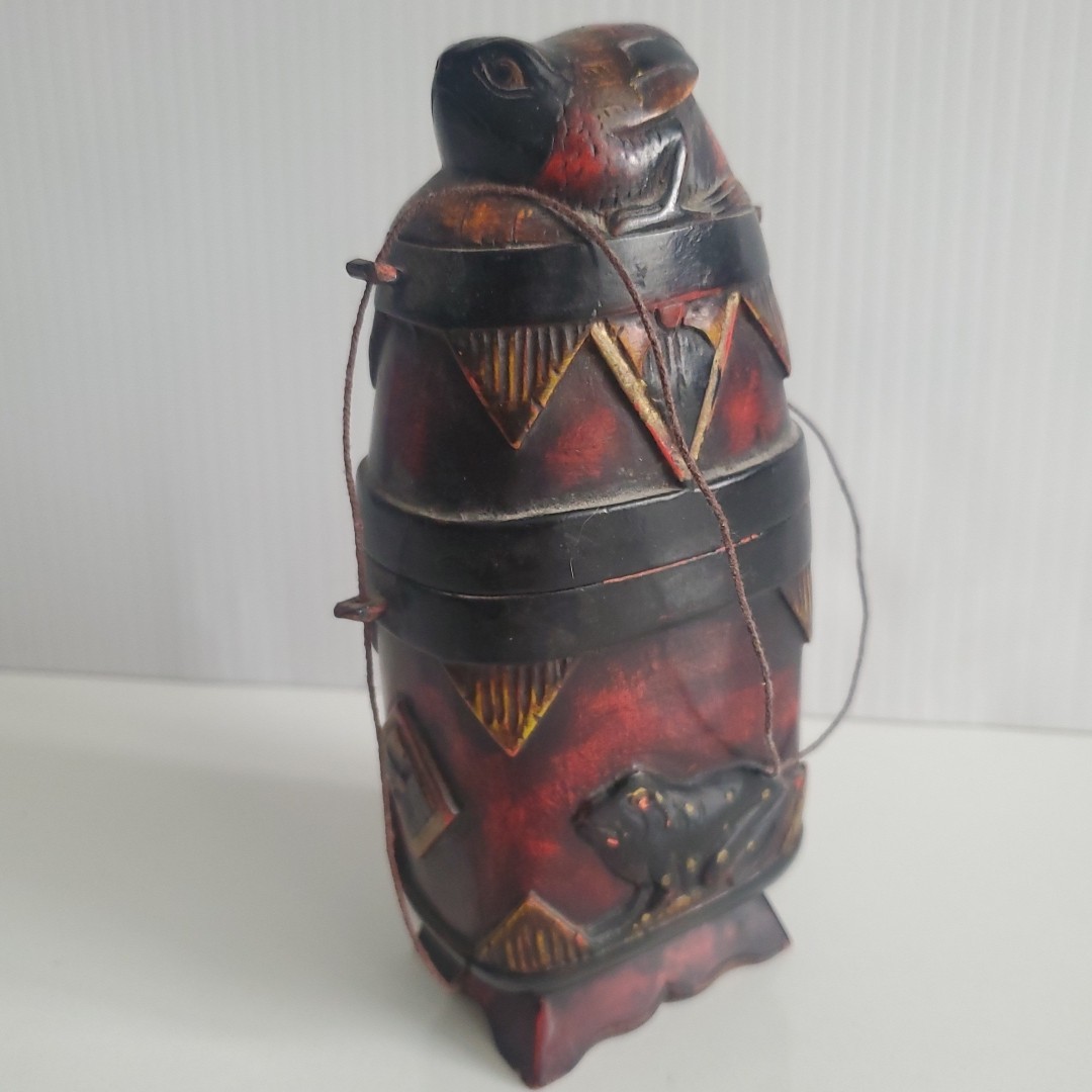 ATQ Japanese Wood Carved Tobacco Case Tonkotsu Tabaco Ire Frog/Toad Design ATQ Japanese Wood Carved Tobacco Case Tonkotsu Tabaco Ire Frog/Toad Design
