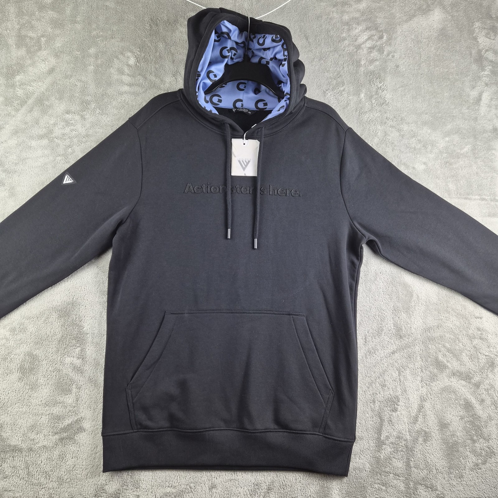 Levelwear Action Starts Here Sweatshirt Mens Medium Black Hoodie Long Sleeve NEW Levelwear Action Starts Here Sweatshirt Mens Medium Black Hoodie Long Sleeve NEW