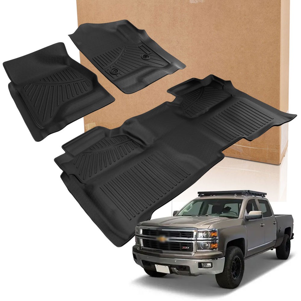 3Pcs/Set Floor Mats Fits For Silverado/Sierra 2500HD/3500HD Crew Cab 2015-2019 3Pcs/Set Floor Mats Fits For Silverado/Sierra 2500HD/3500HD Crew Cab 2015-2019