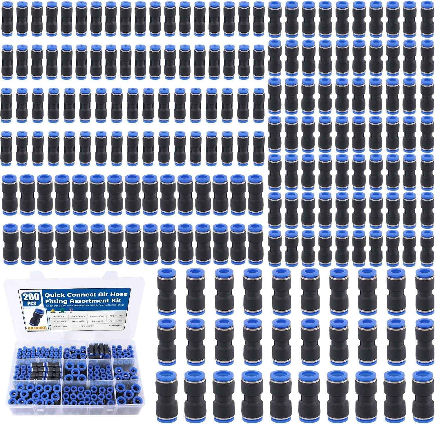 200PCS Conectores Neumáticos Push to Connect 1/8 1/4 5/16 3/8 1/2 200PCS Conectores Neumáticos Push to Connect 1/8 1/4 5/16 3/8 1/2