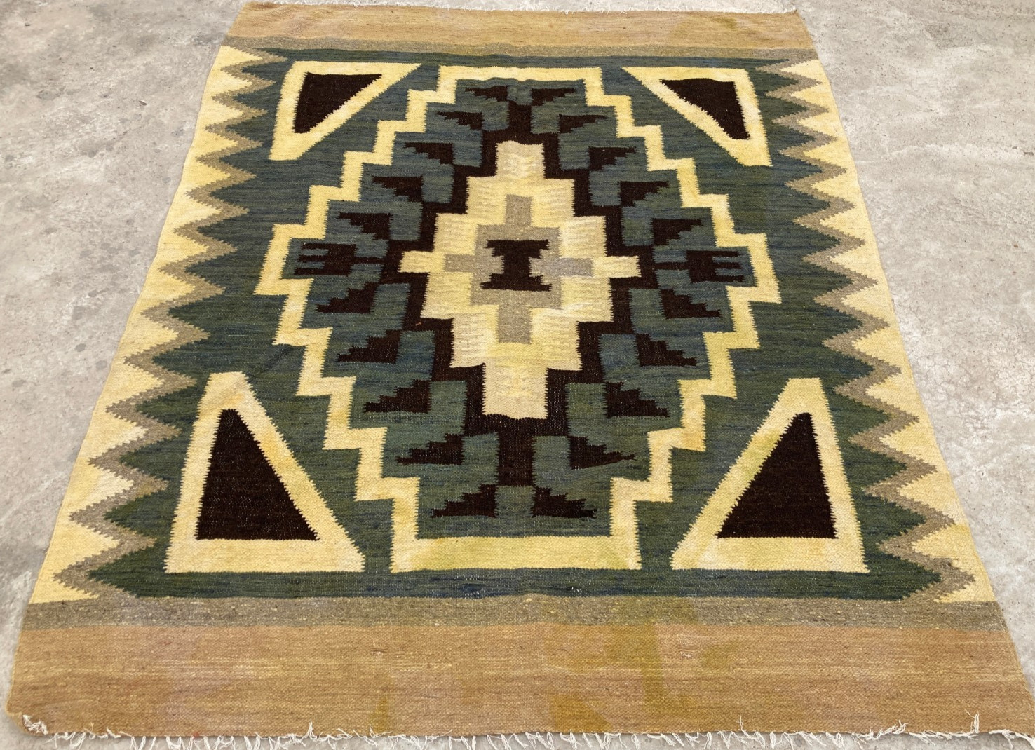Vintage Handmade Mexican Ganado Native American Style Wool Kilim Rug 200x157 cm Vintage Handmade Mexican Ganado Native American Style Wool Kilim Rug 200x157 cm