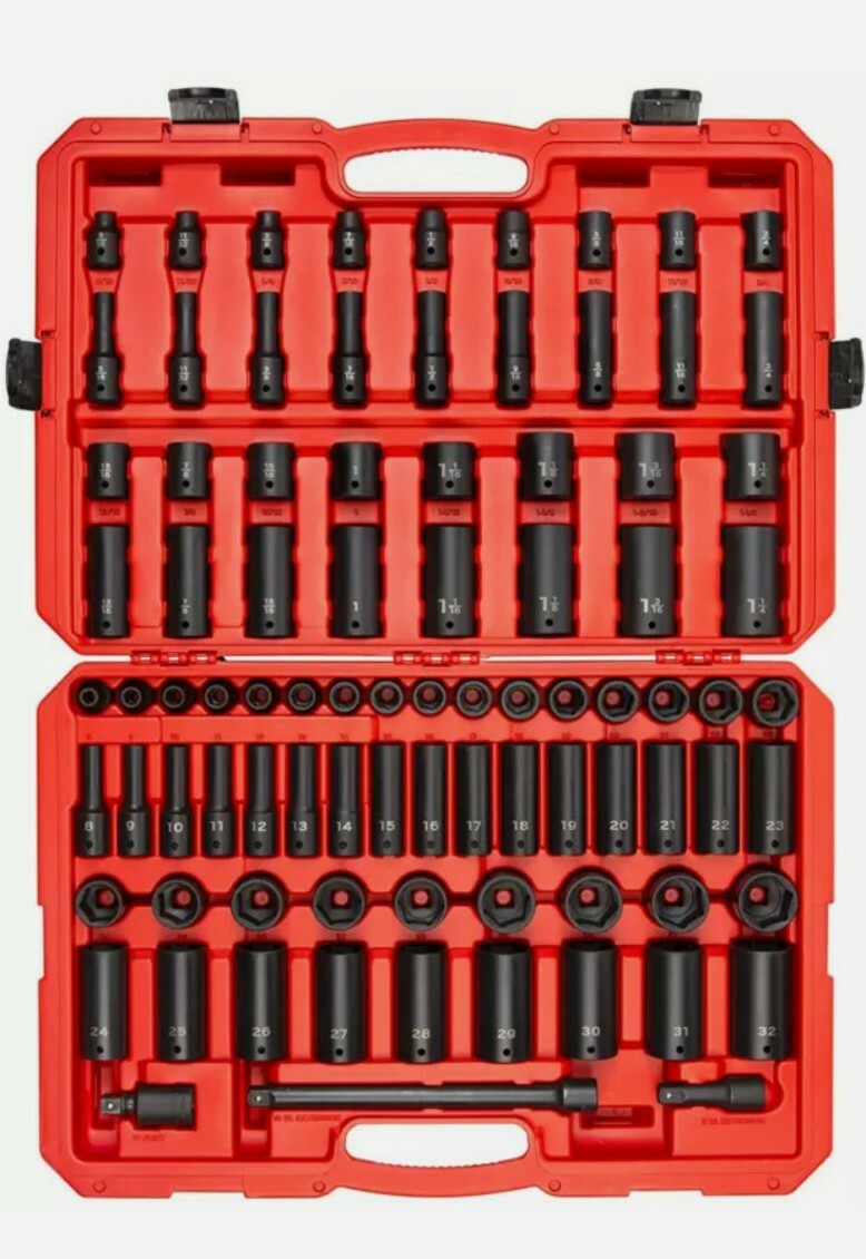 Tekton 1/2 Inch Drive 6-Point Impact Socket Set, 87-Piece (5/16-1-1/4 In, 8-32 M Tekton 1/2 Inch Drive 6-Point Impact Socket Set, 87-Piece (5/16-1-1/4 In, 8-32 M