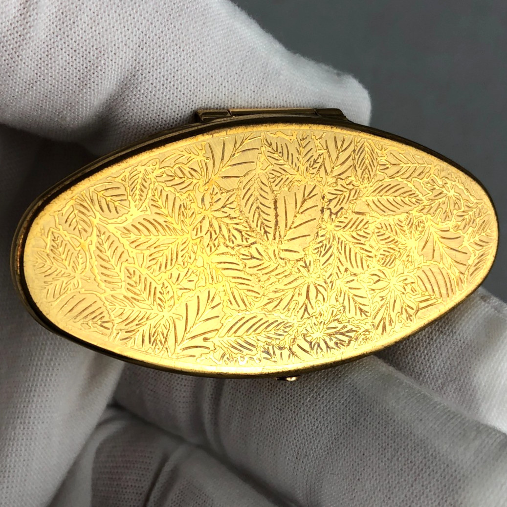 Vintage Stratton England LipView Lipstick Holder and Mirror Compact 1960s Leaf