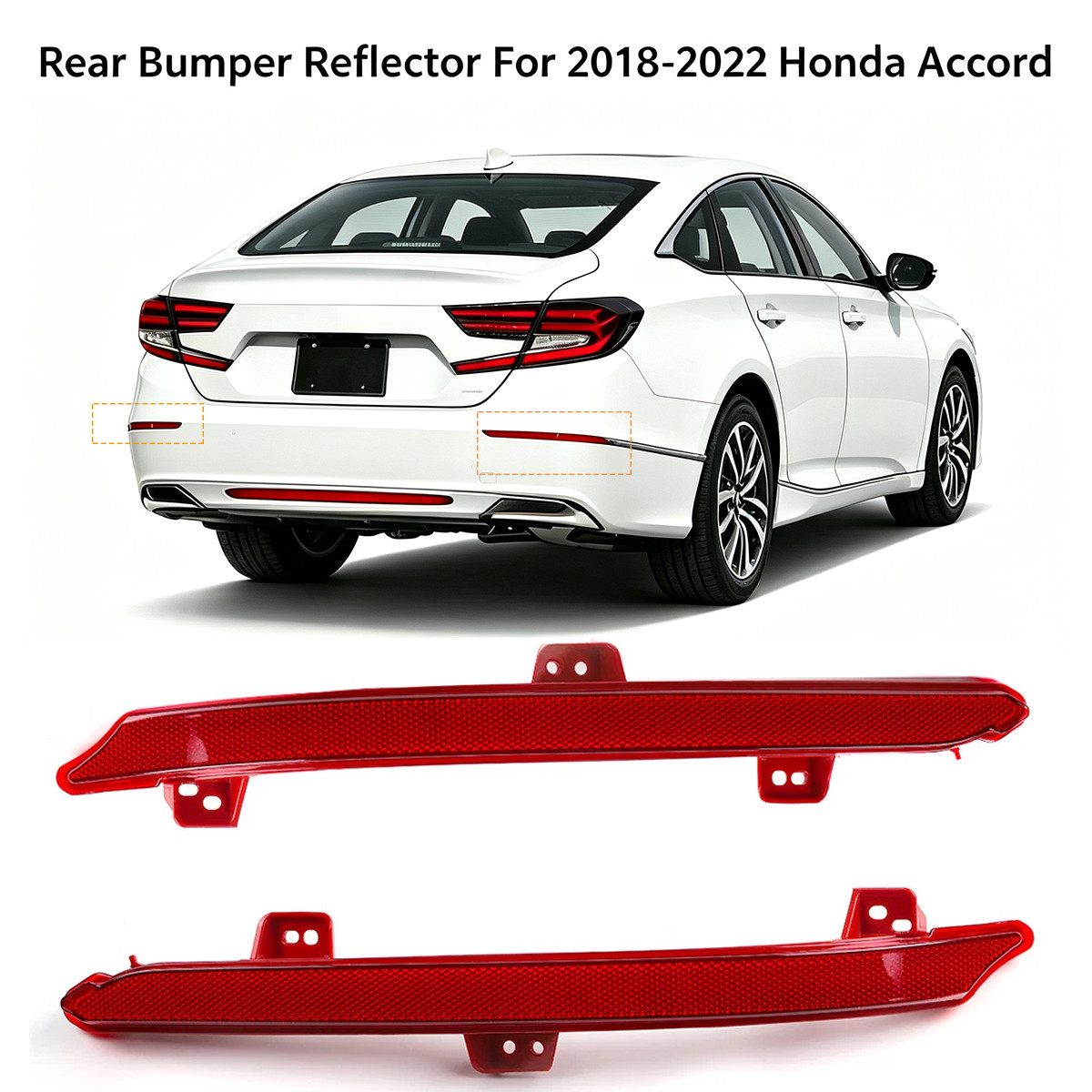 For 2018-2019 2020 2021 2022 Honda Accord Rear Bumper Reflector Light Case Pair