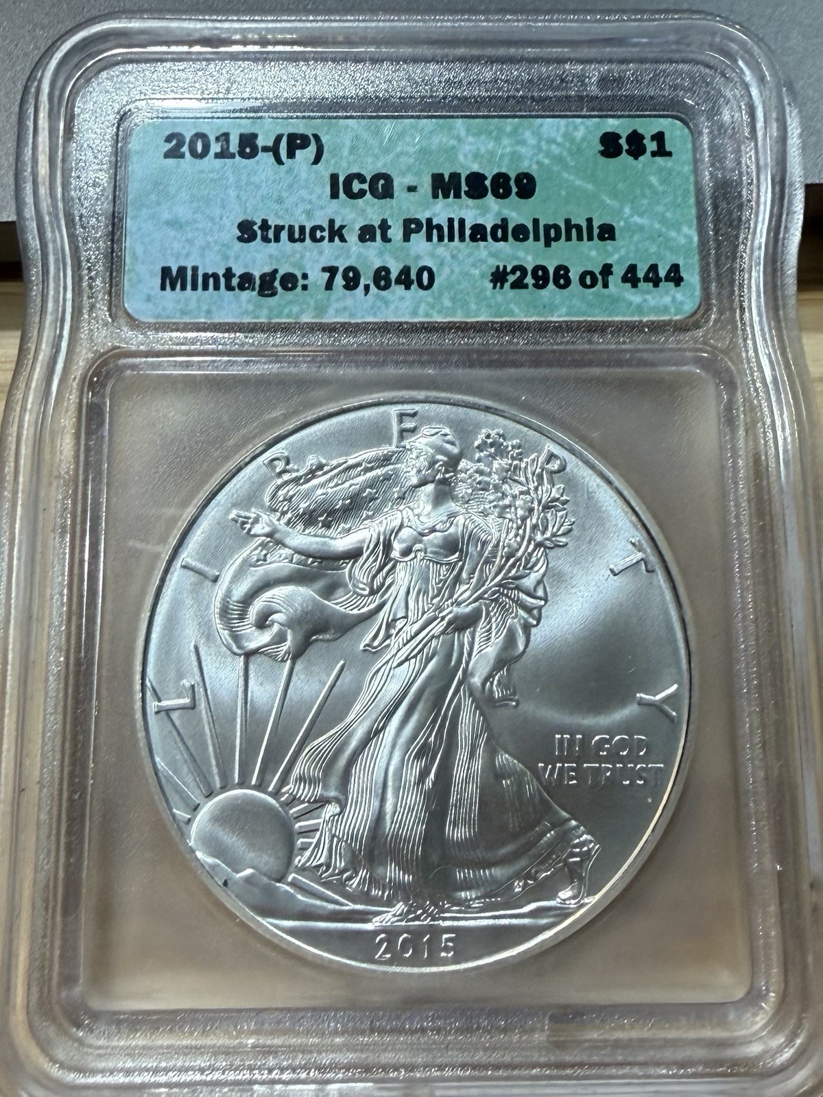 2015-(P) American Silver Eagle Philadelphia Minted MS69 ICG 1296, 
