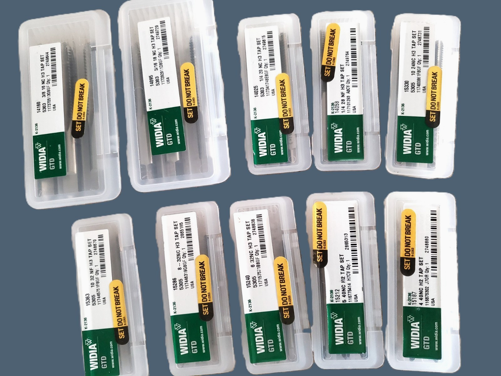Widia GTD New Hand Tap 10 Sets (3 pc ea) NEW #14160, 14095, 14025, 14058, etc ..