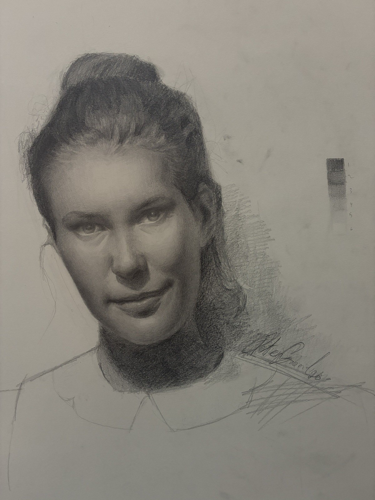 Portrait Of A Woman 18x24 Graphite On Paper Signed Unframed